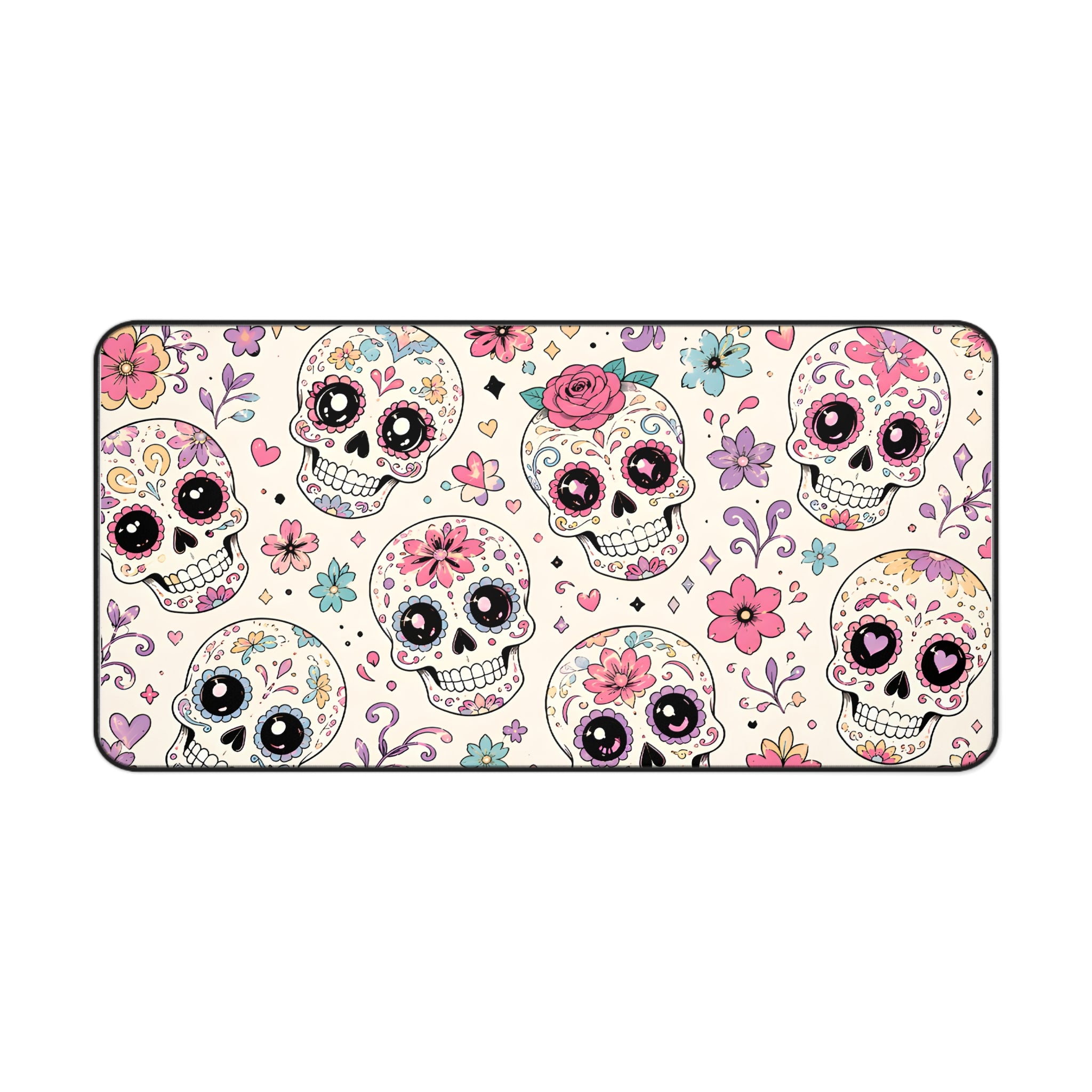 Floral Pattern Sugar Skull Desk Mat