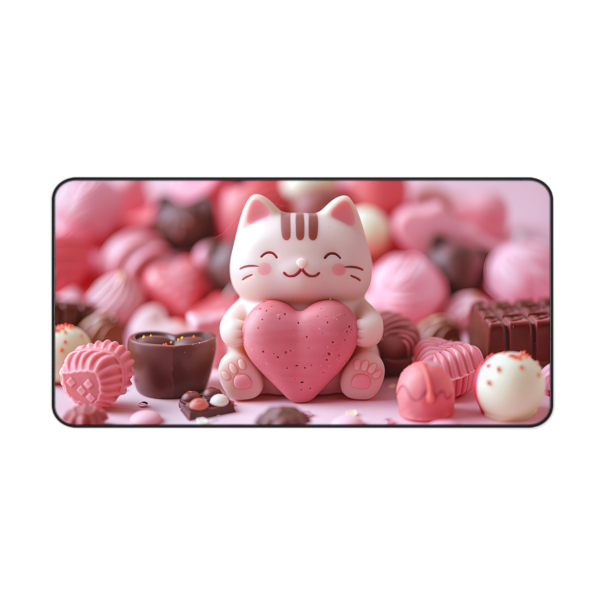 Pink Heart Kitty Desk Mat