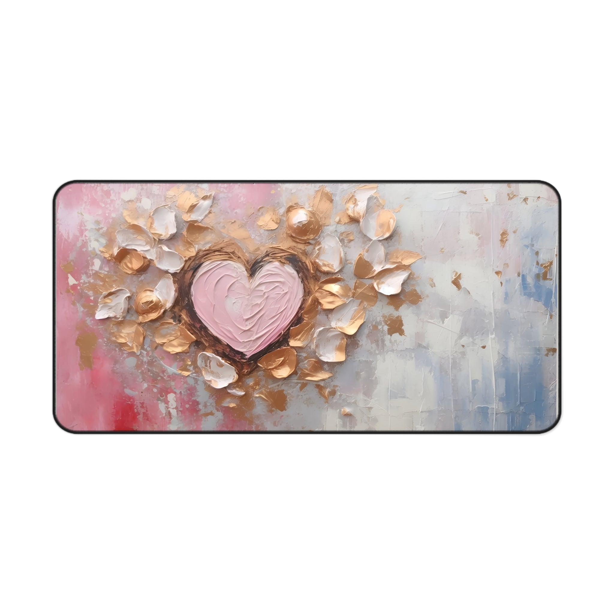 Romantic Pink Heart Desk Mat
