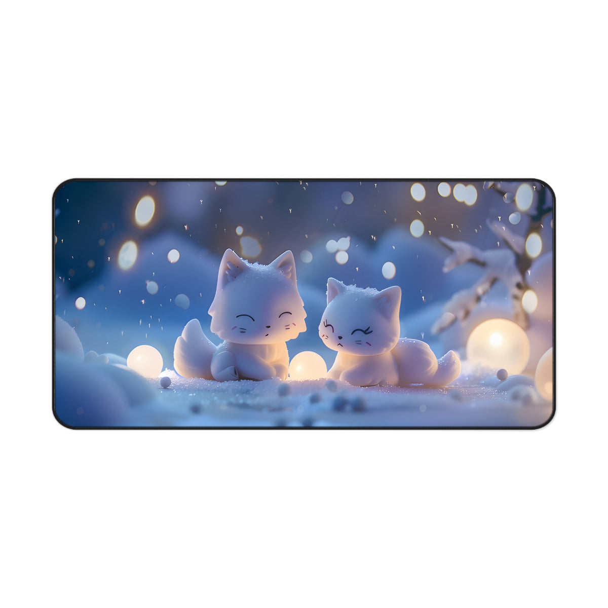 Cute Winter Foxes Desk Mat