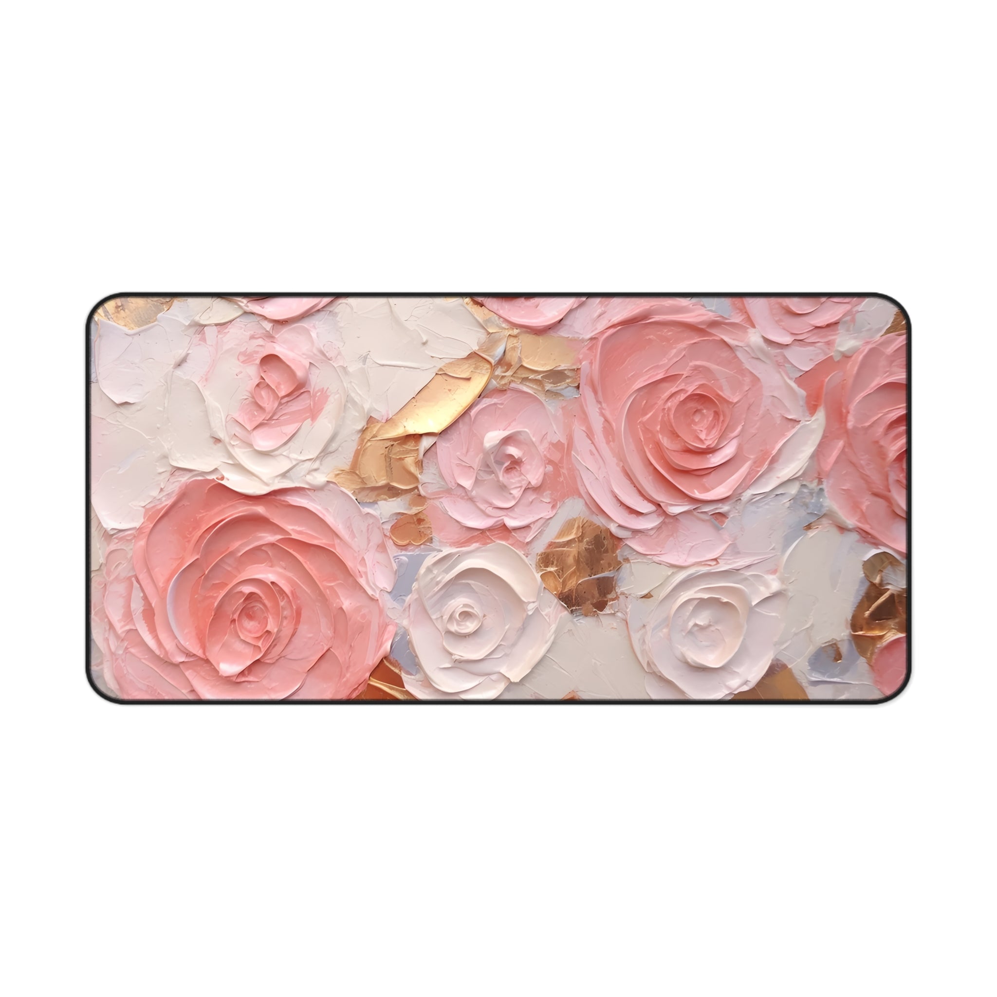 Pink & White Roses Paint Desk Mat
