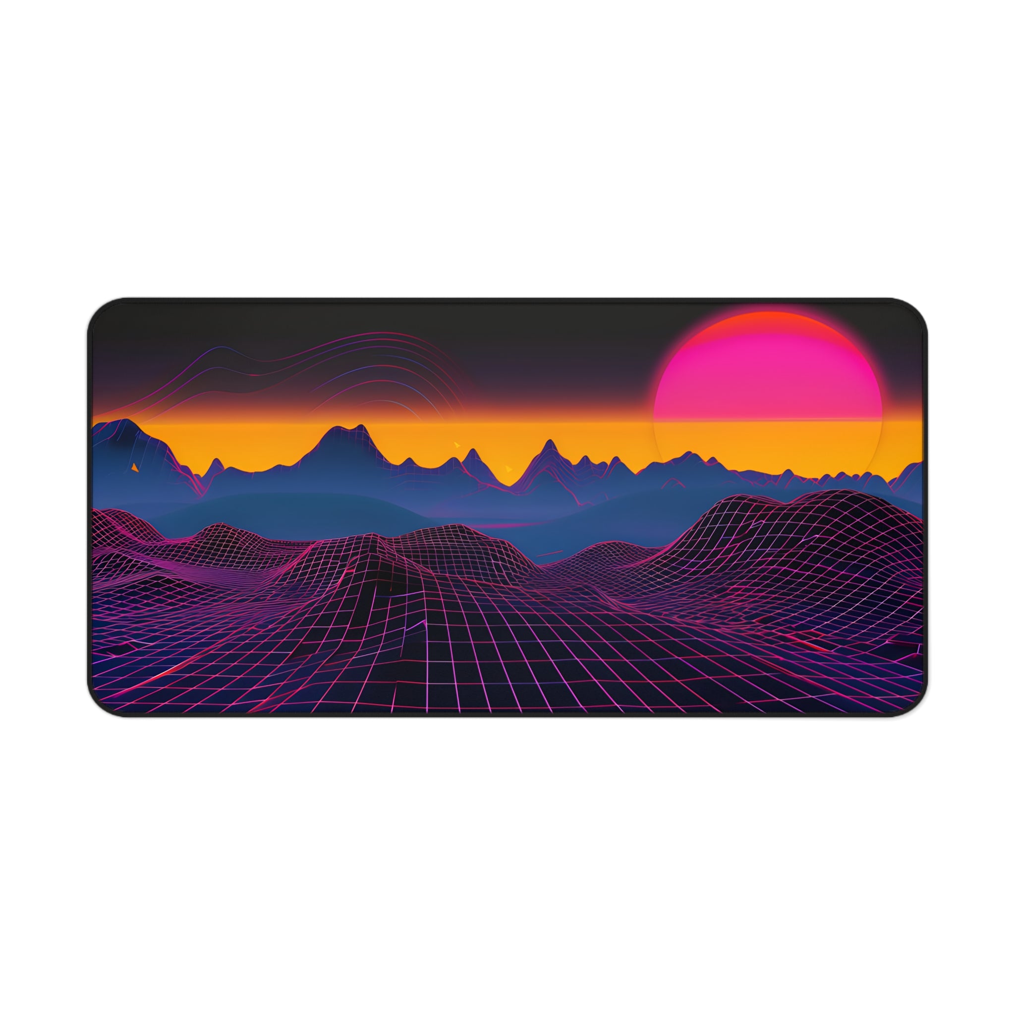 Neon Sunset Grid Desk Mat