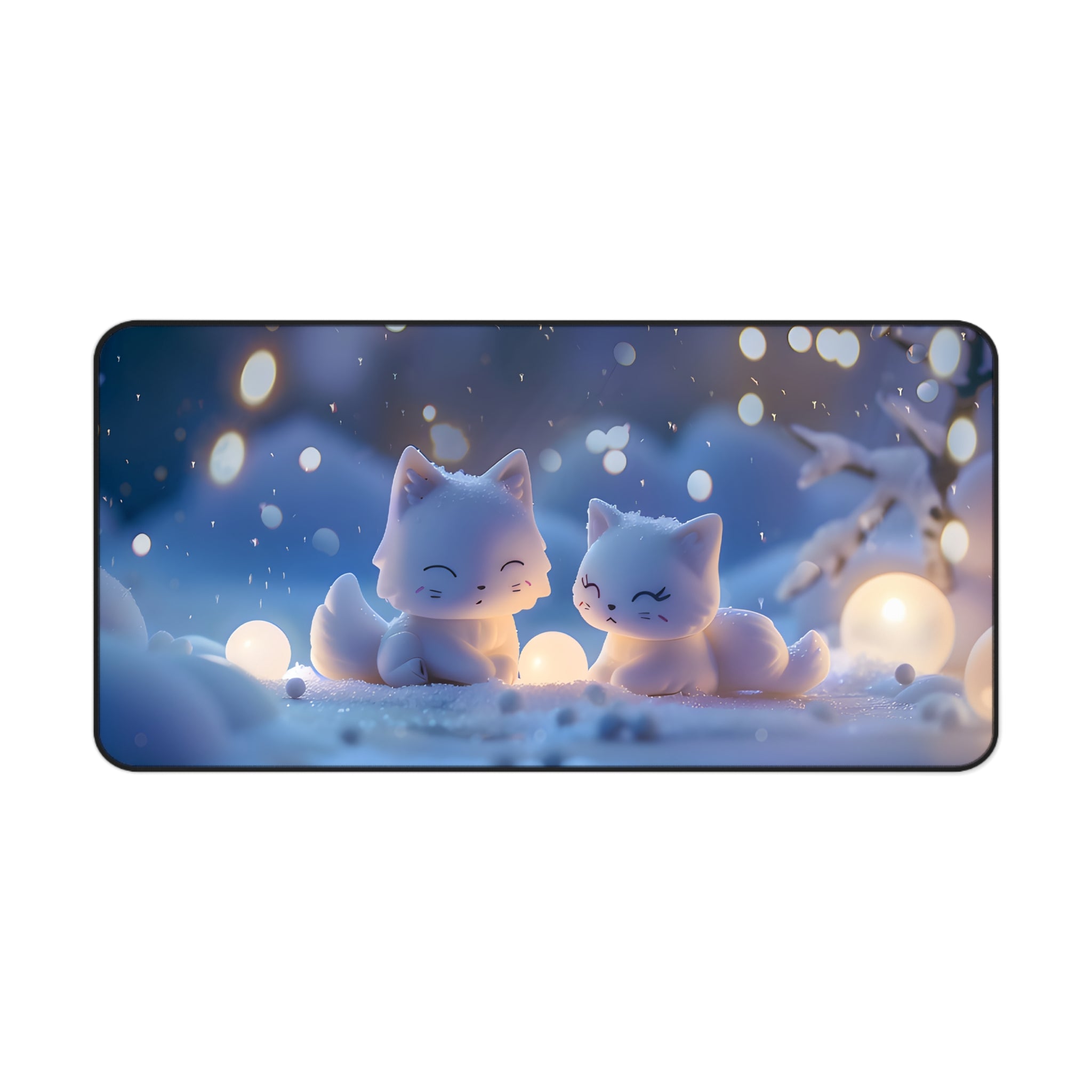 Cute Winter Foxes Desk Mat