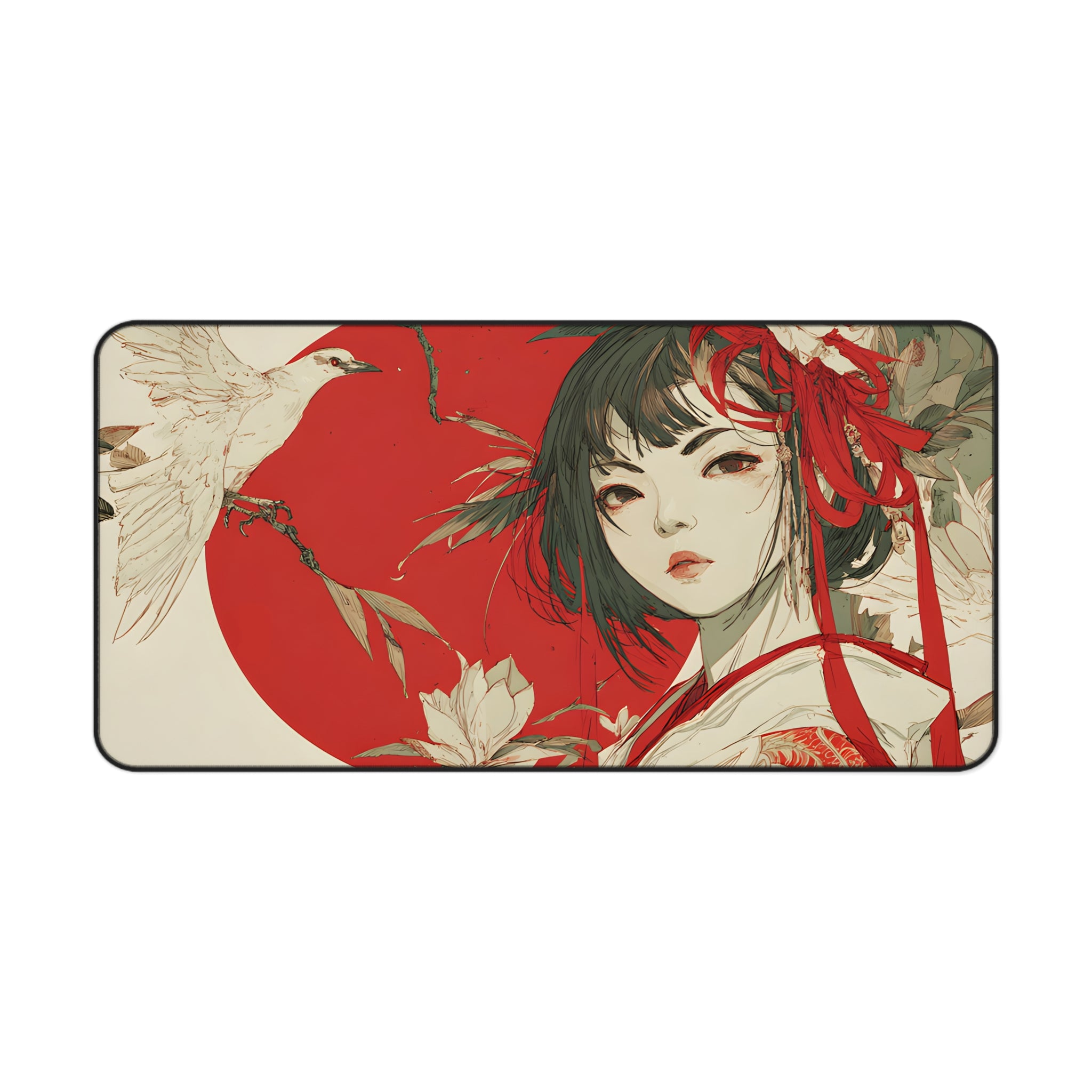 Girl Red Sun Desk Mat