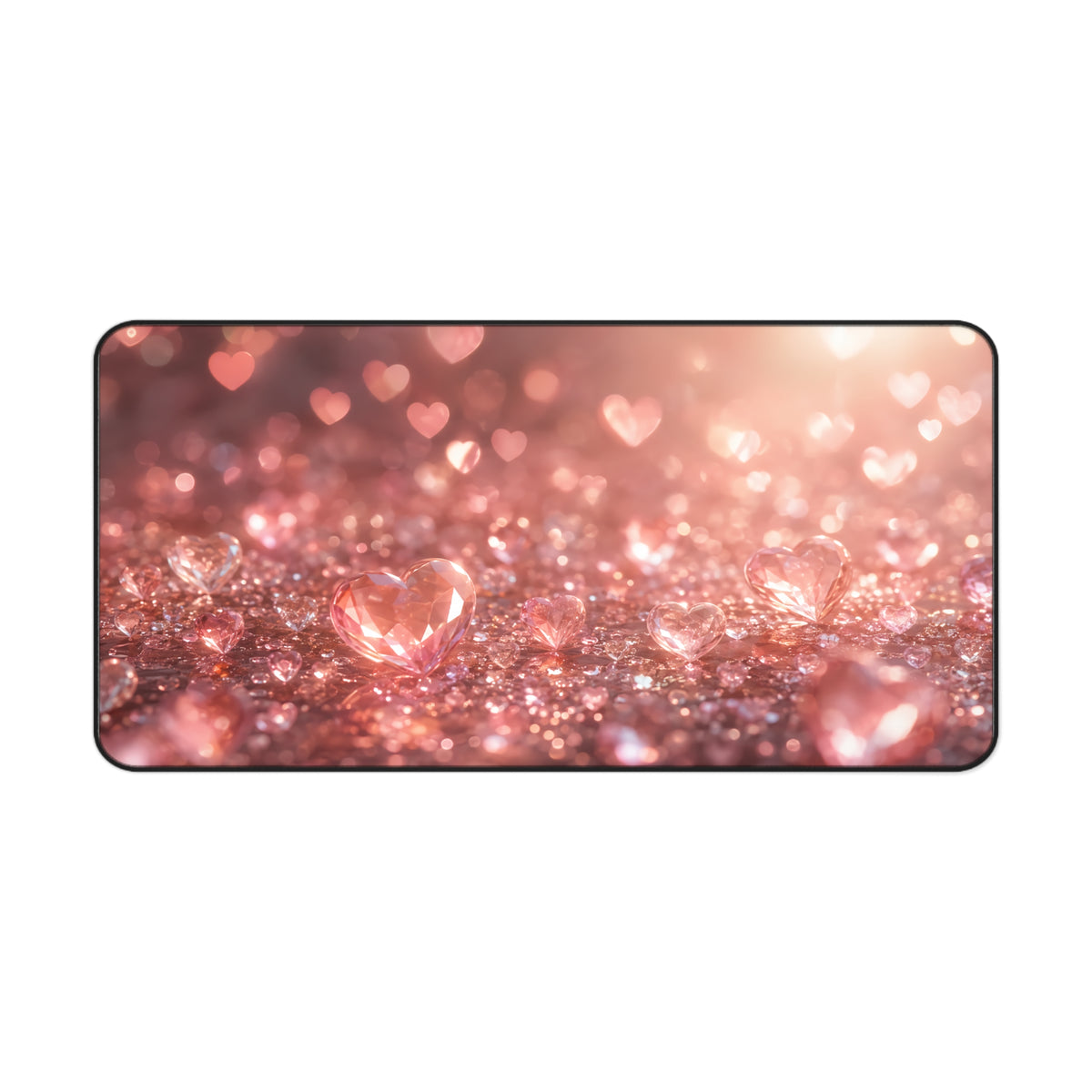 Rose Gold Glitter Heart Desk Mat