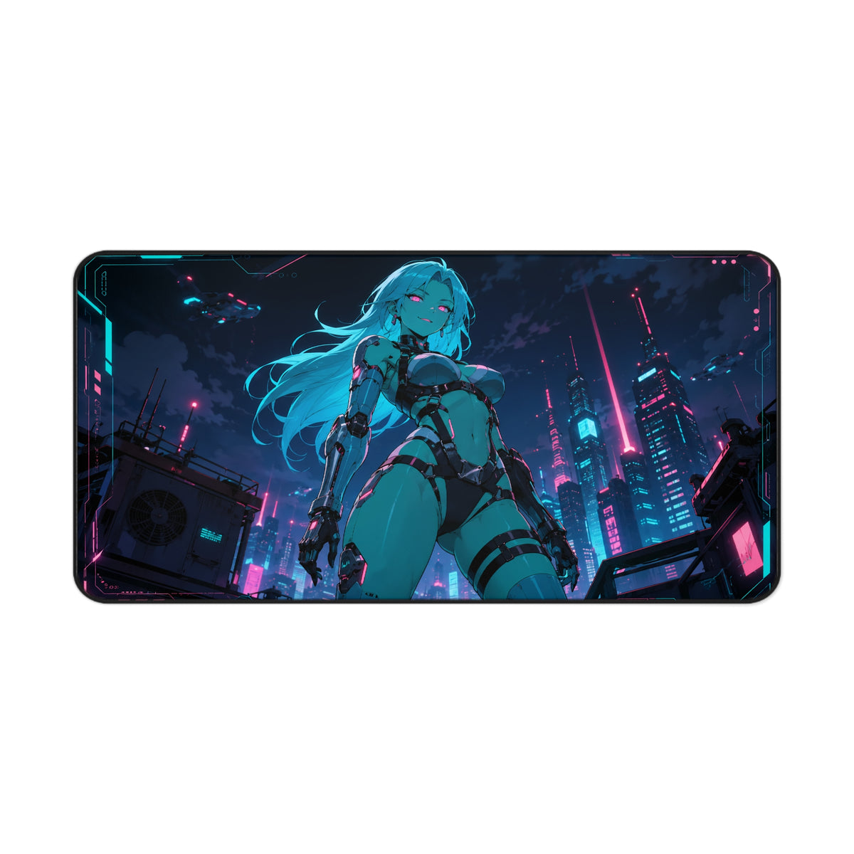 Cyberpunk Android Girl Desk Mat