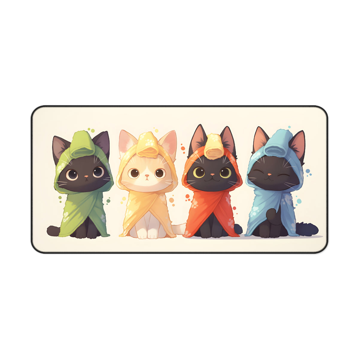 Cute Hooded Kittens Desk Mat
