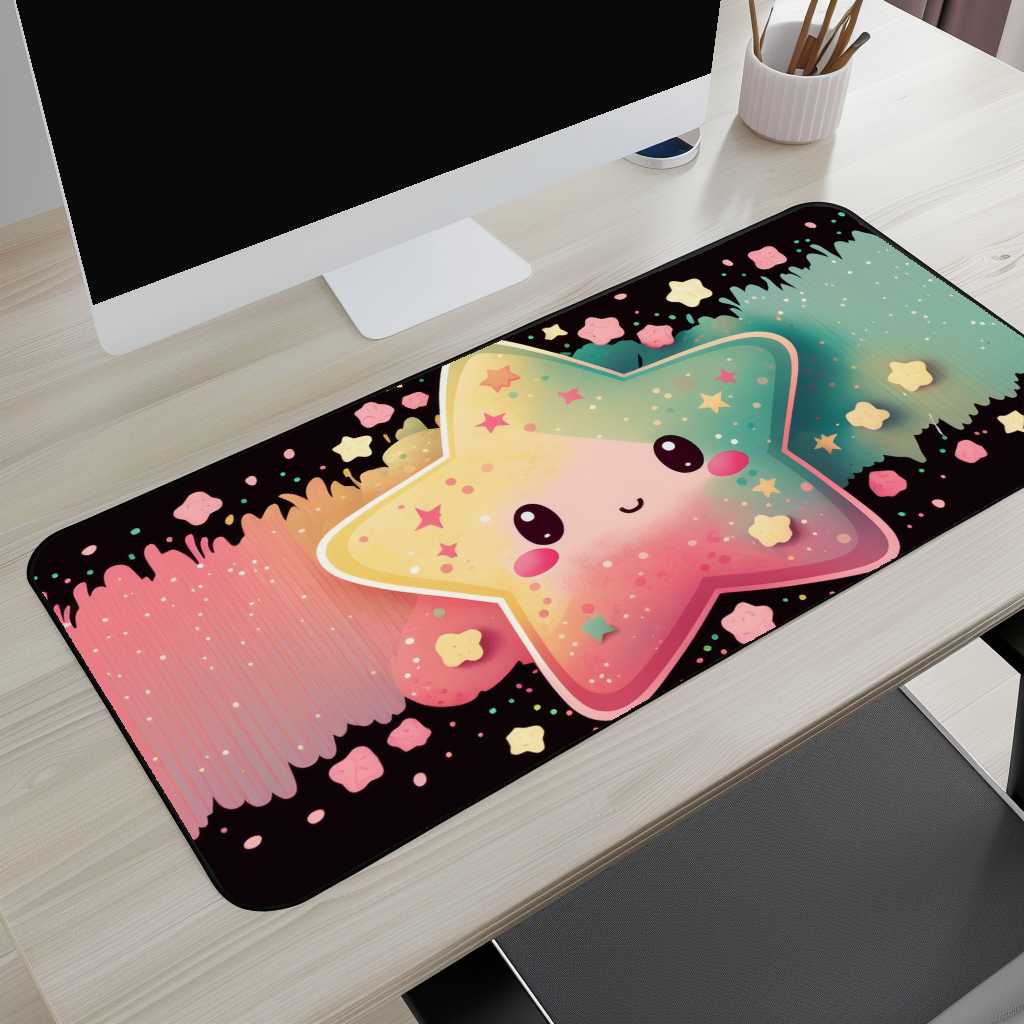 Kawaii Colorful Star Desk Mat