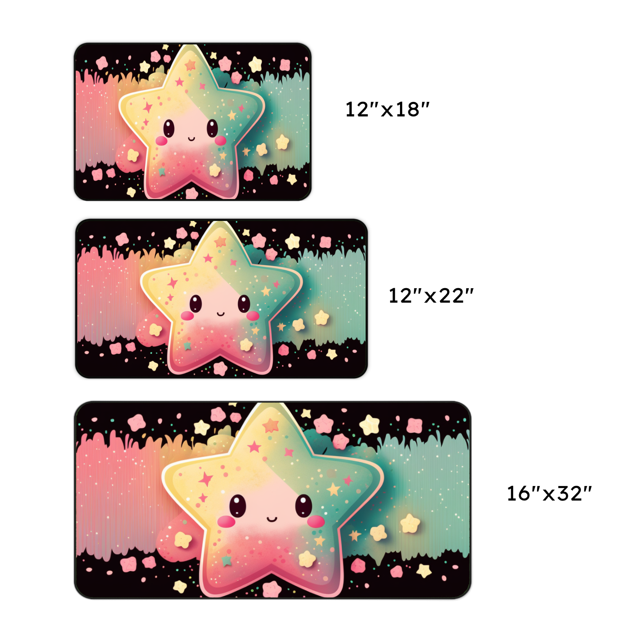 Kawaii Colorful Star Desk Mat