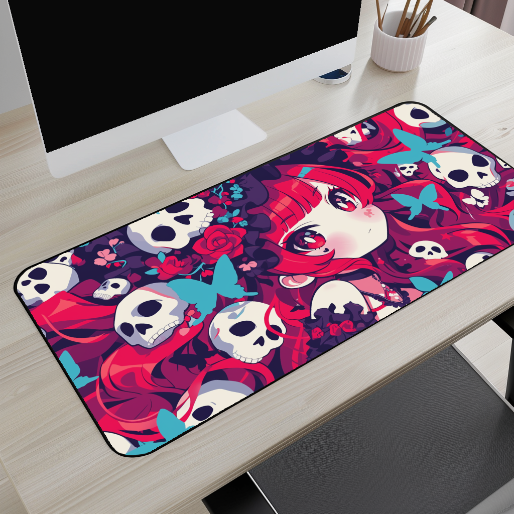 Crimson Bloom Desk Mat