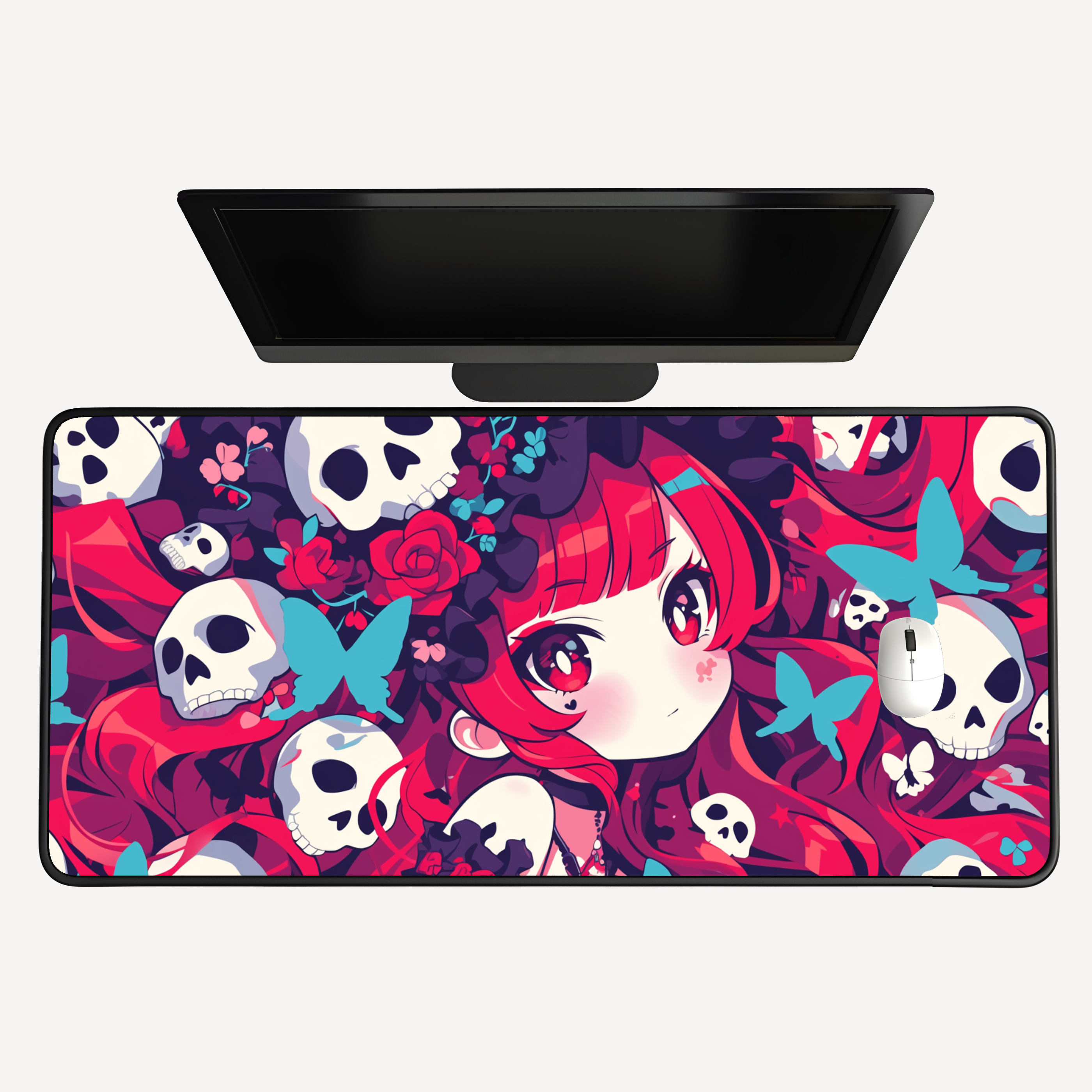Crimson Bloom Desk Mat