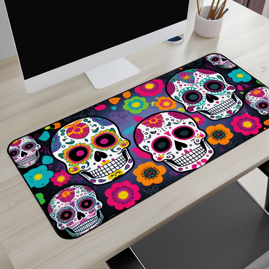 Sugar Skull Pattern Desk Mat