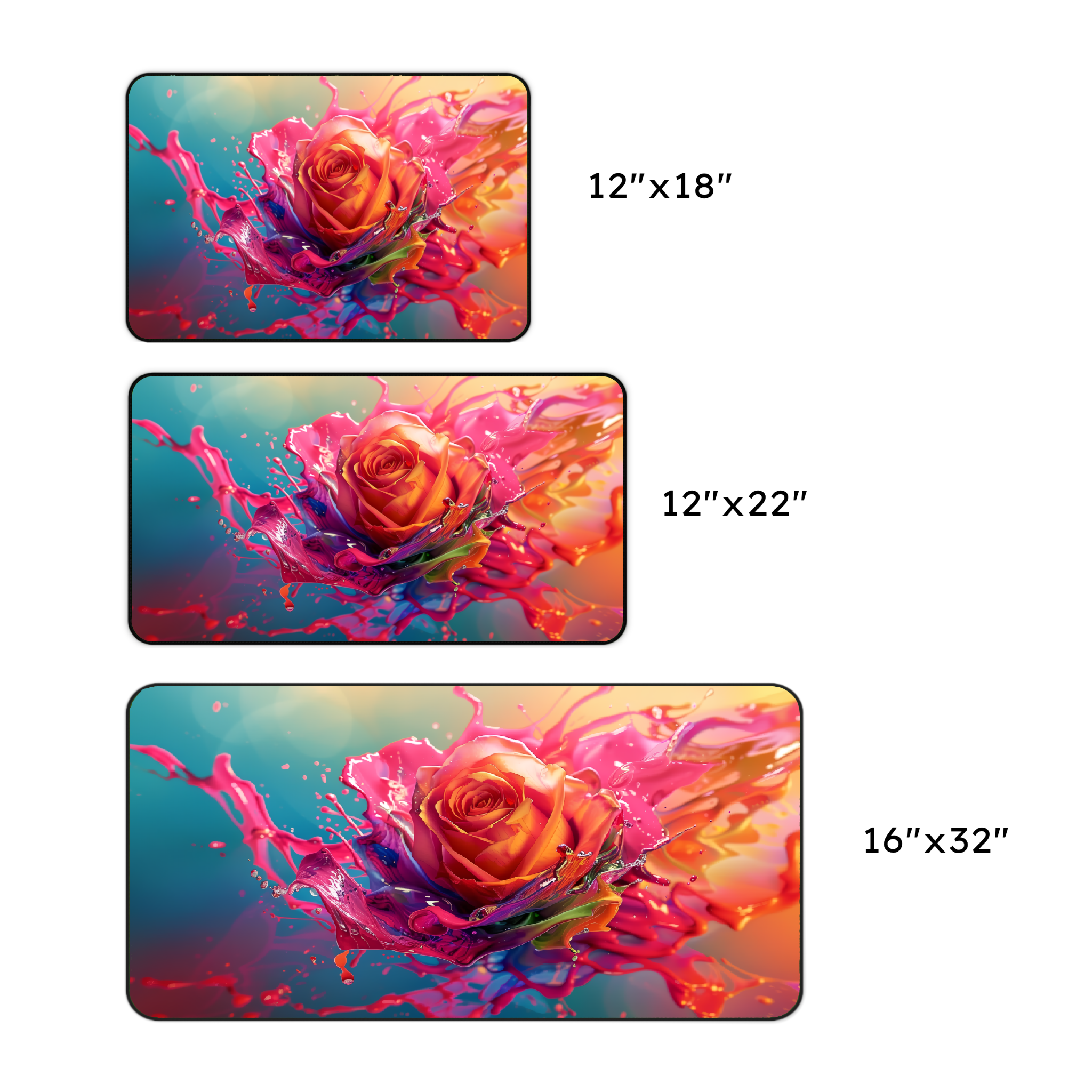 Vibrant Splash Rose Desk Mat