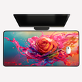 Vibrant Splash Rose Desk Mat
