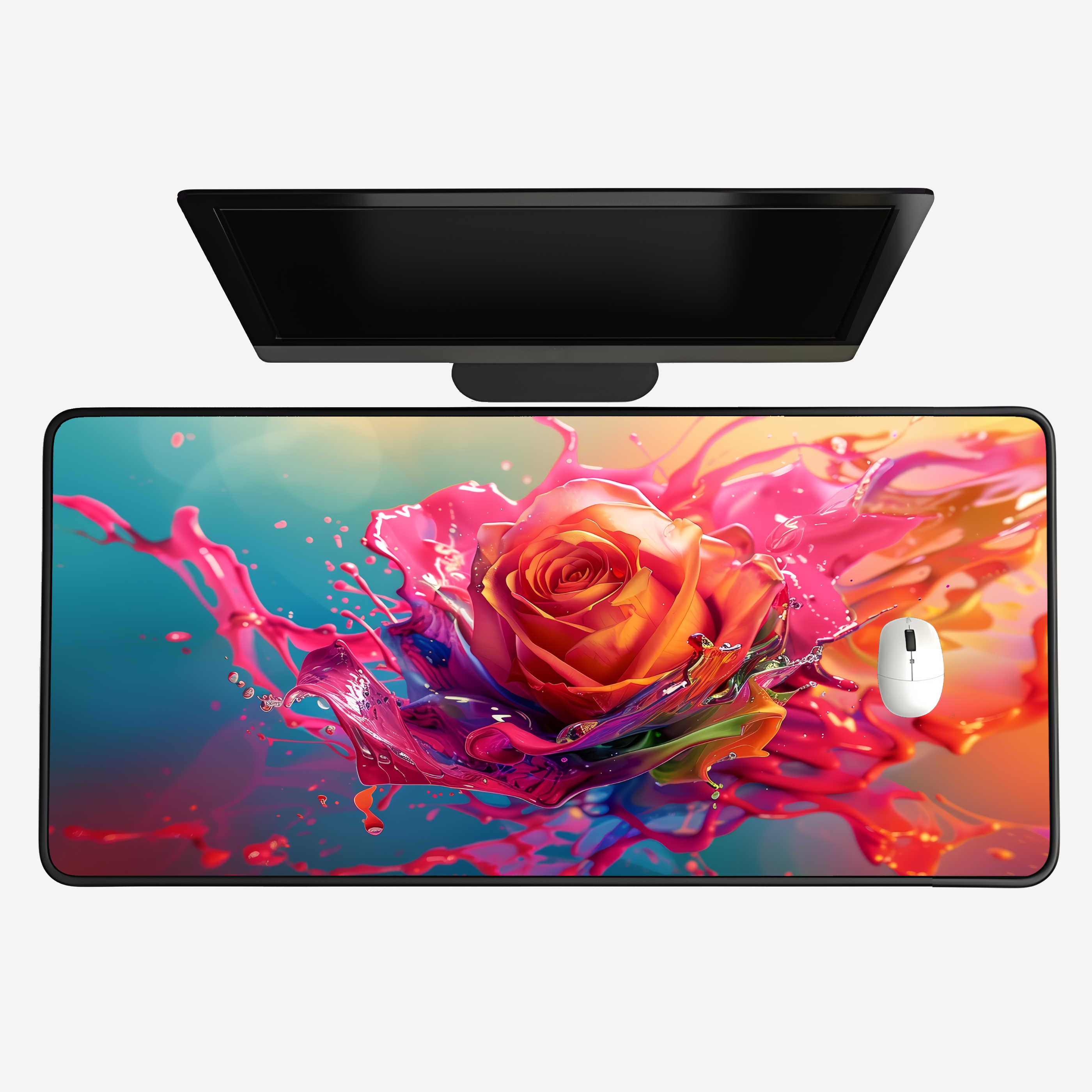 Vibrant Splash Rose Desk Mat