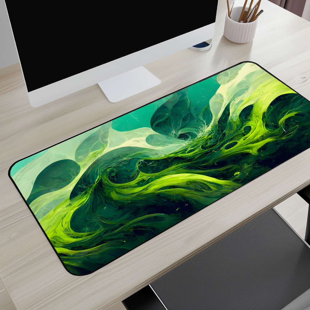 Green Swirl Desk Mat