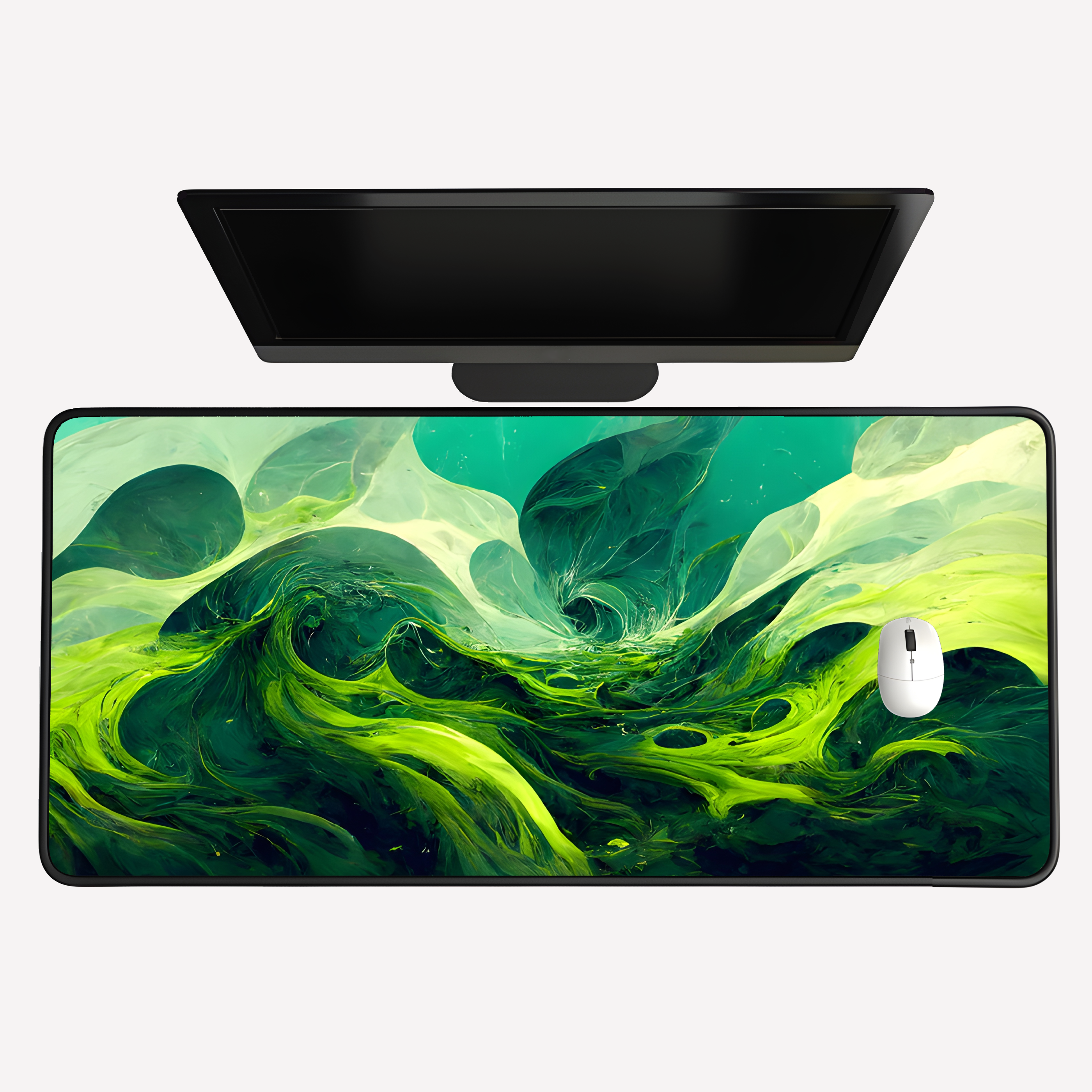 Green Swirl Desk Mat