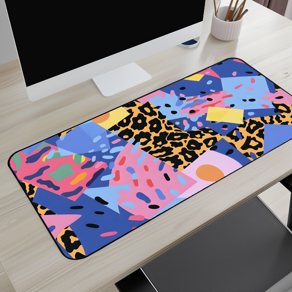 Colorful Retro Leopard Desk Mat