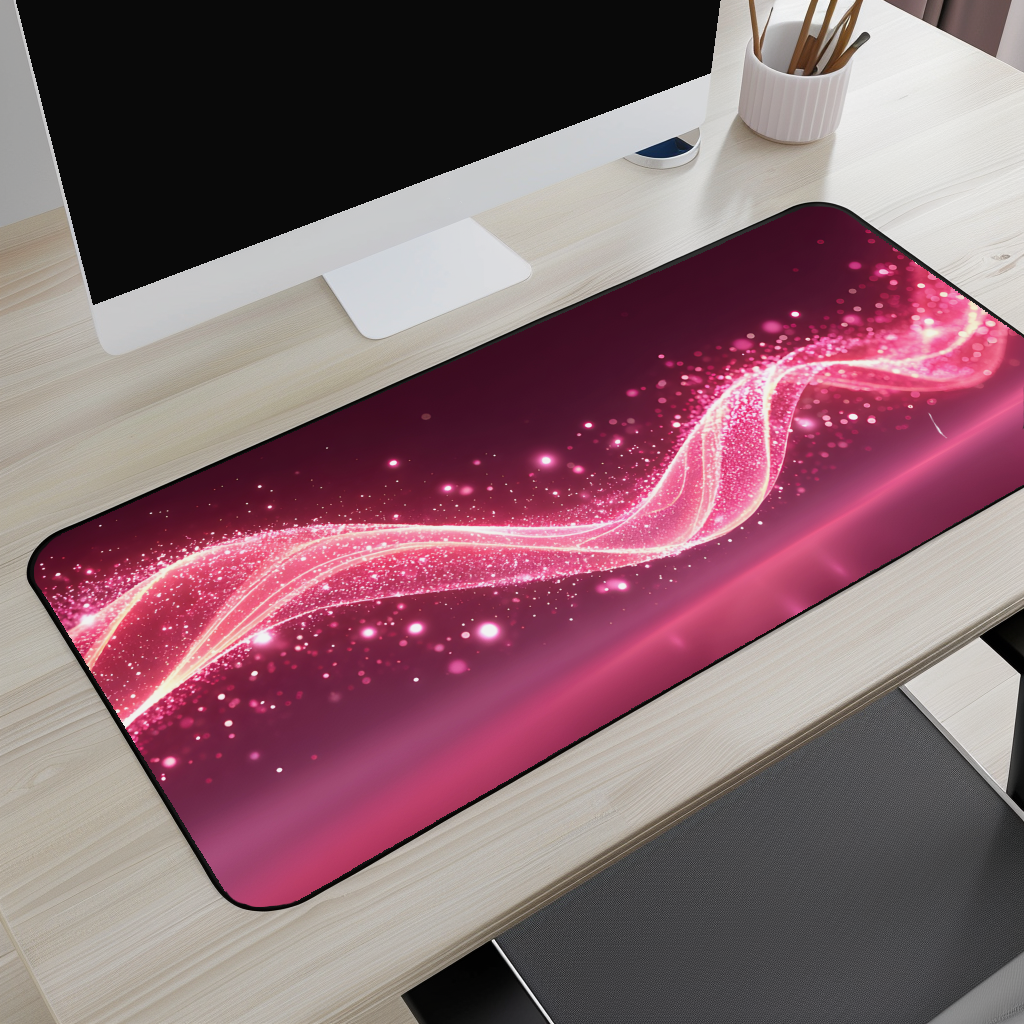 Pink Sparkle Wave Desk Mat