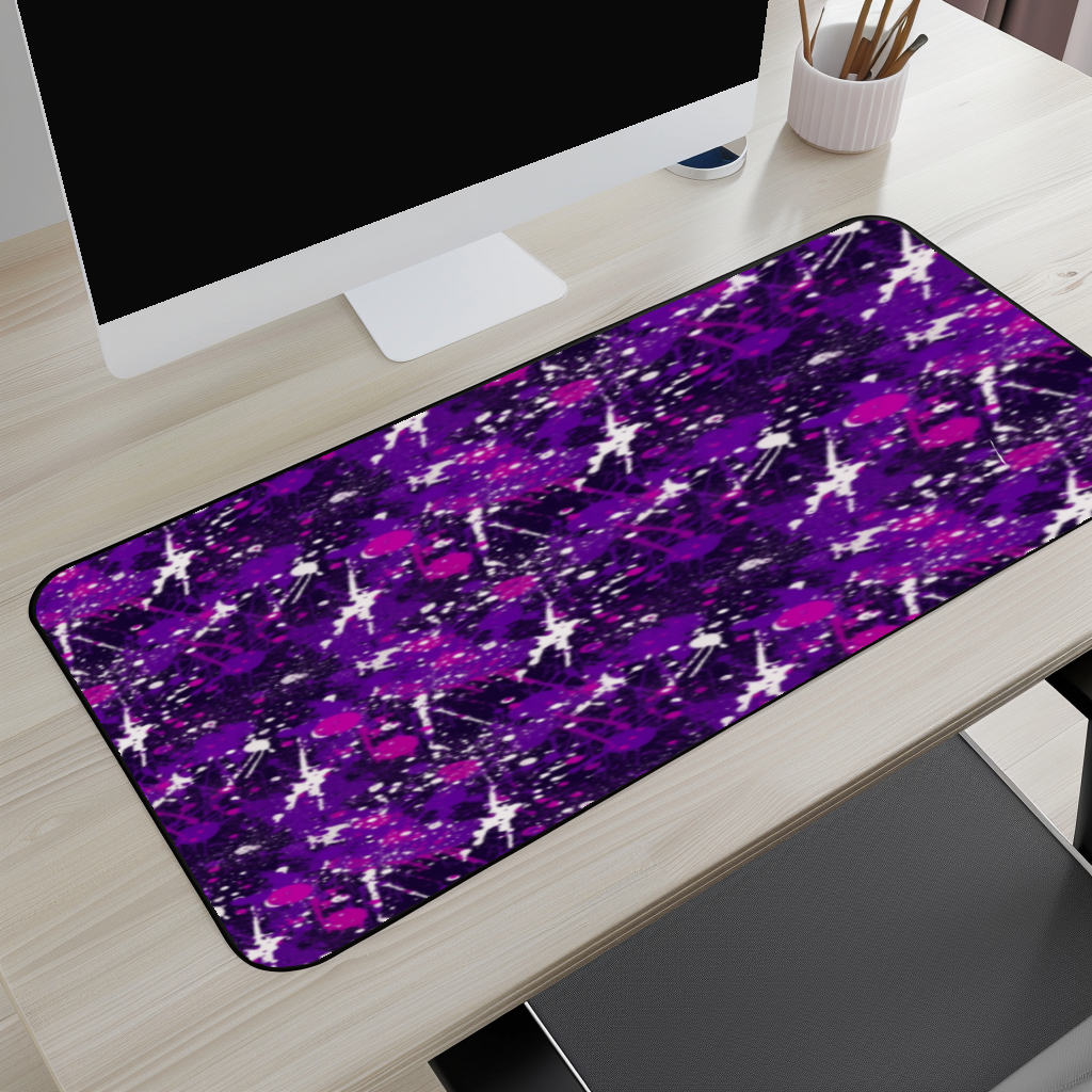 Purple Paint Splatter Desk Mat