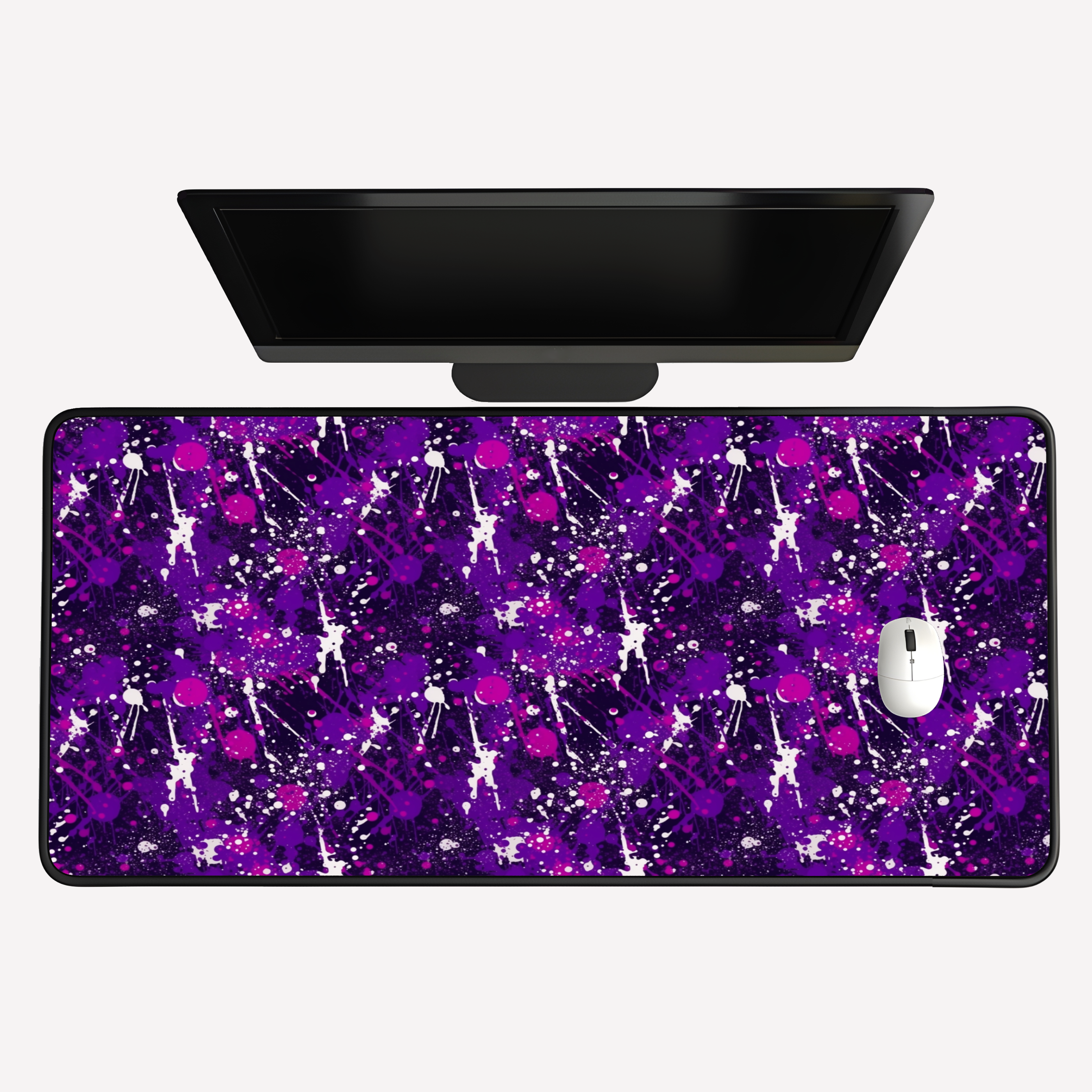 Purple Paint Splatter Desk Mat