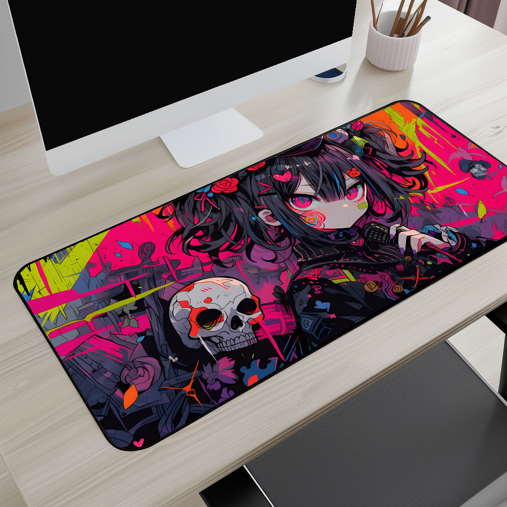 Dark Girl Skull Desk Mat