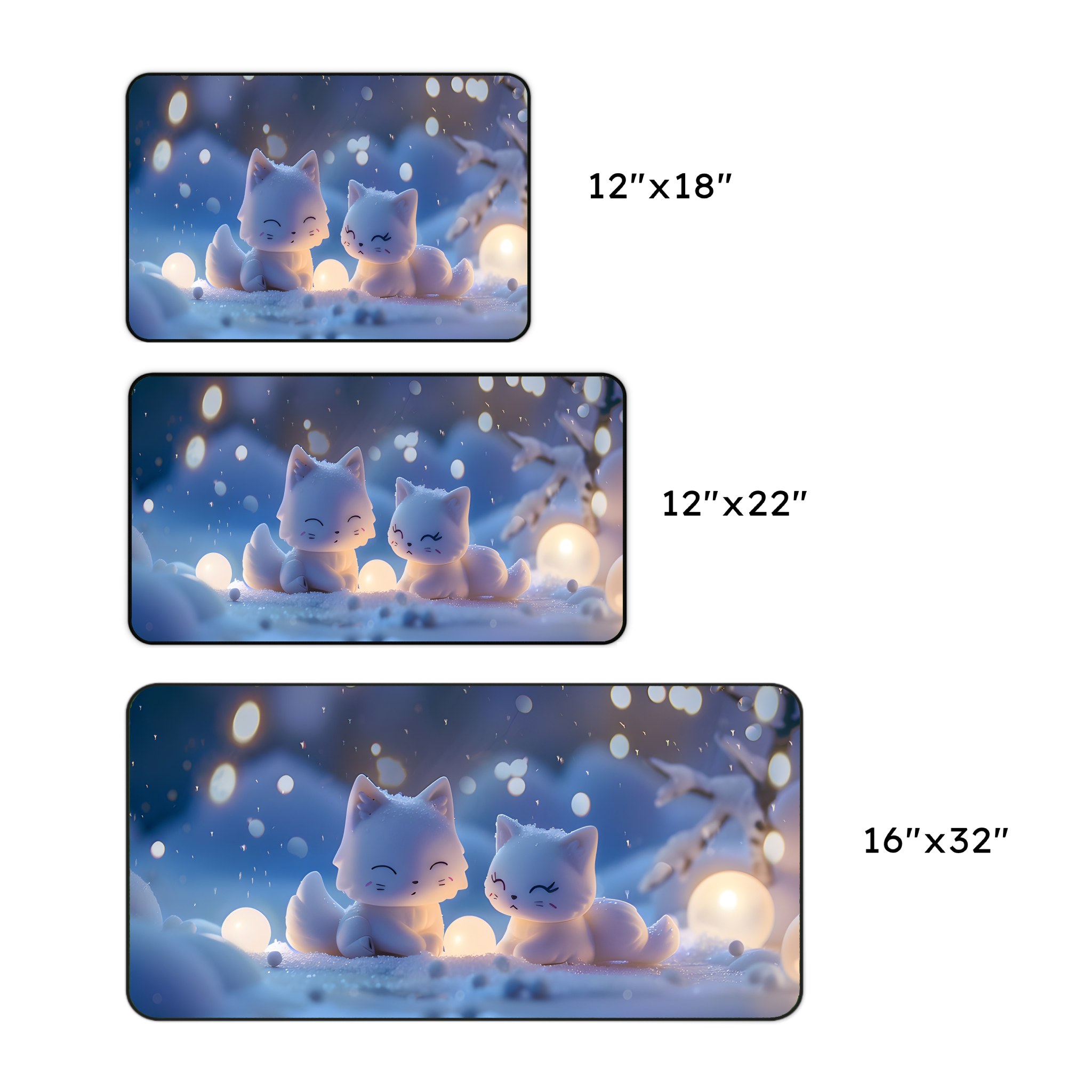 Cute Winter Foxes Desk Mat