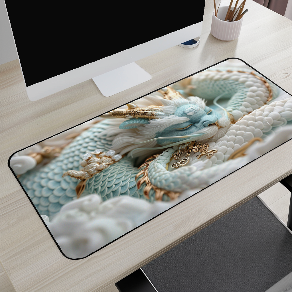 Serene Celestial Dragon Desk Mat
