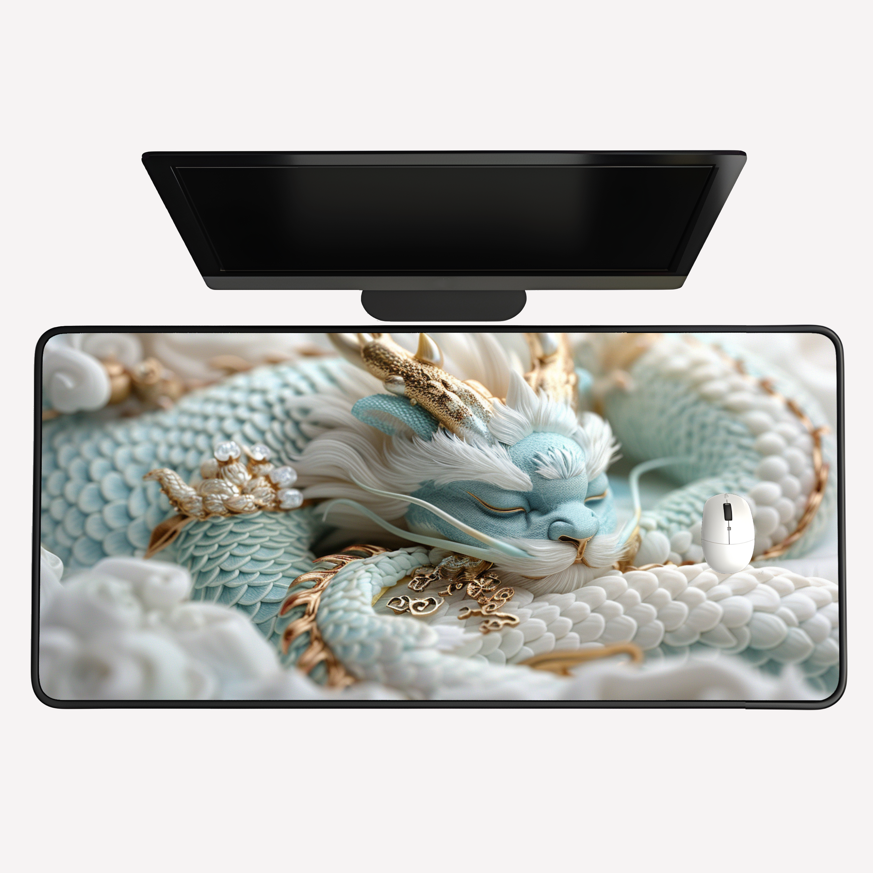 Serene Celestial Dragon Desk Mat