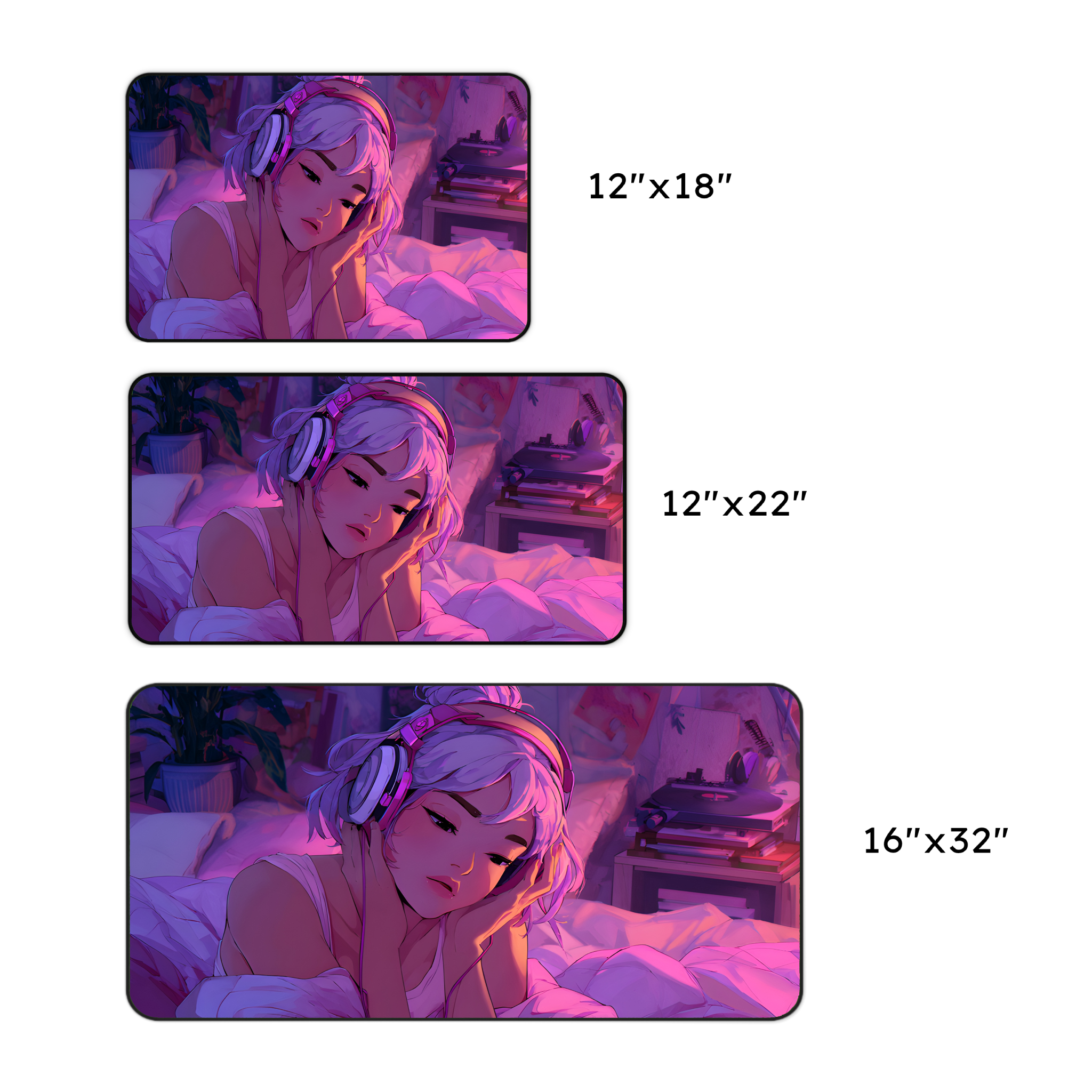 Aesthetic Music Girl Desk Mat