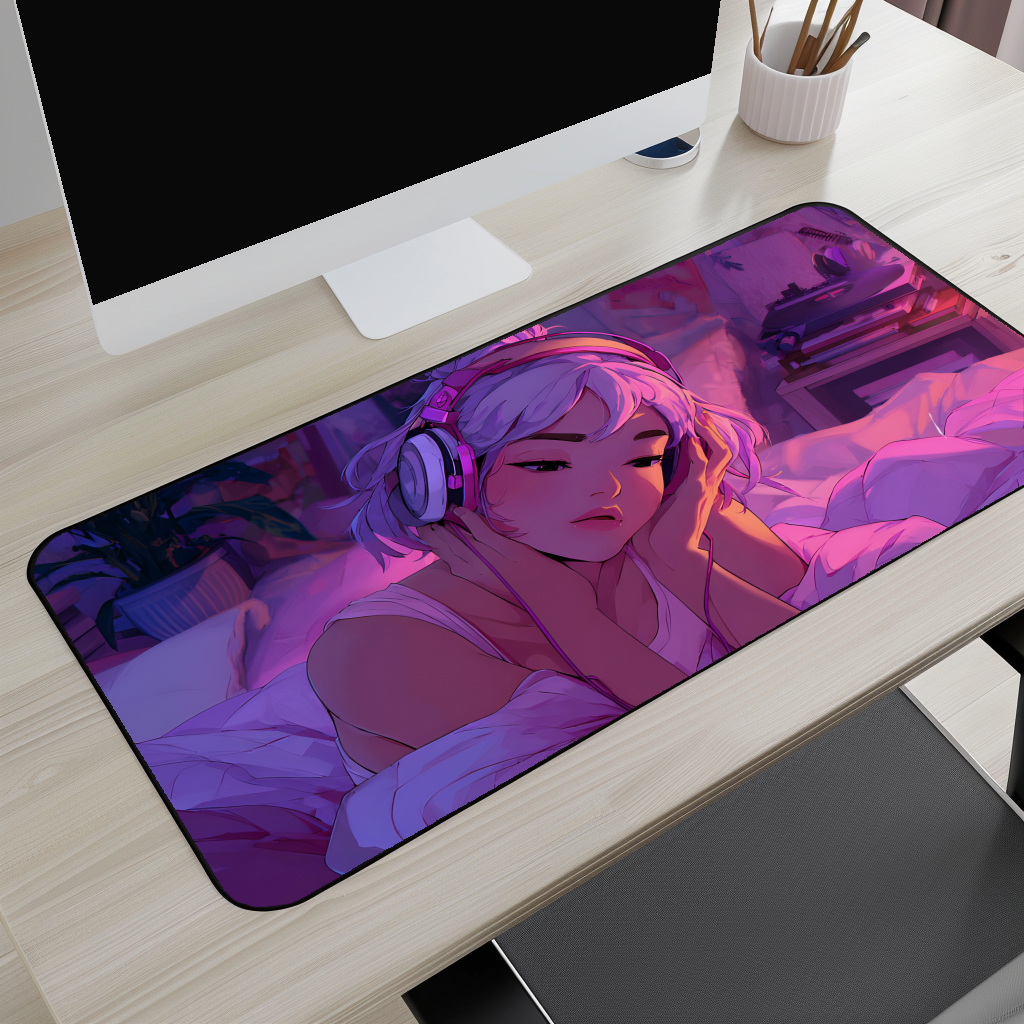 Aesthetic Music Girl Desk Mat
