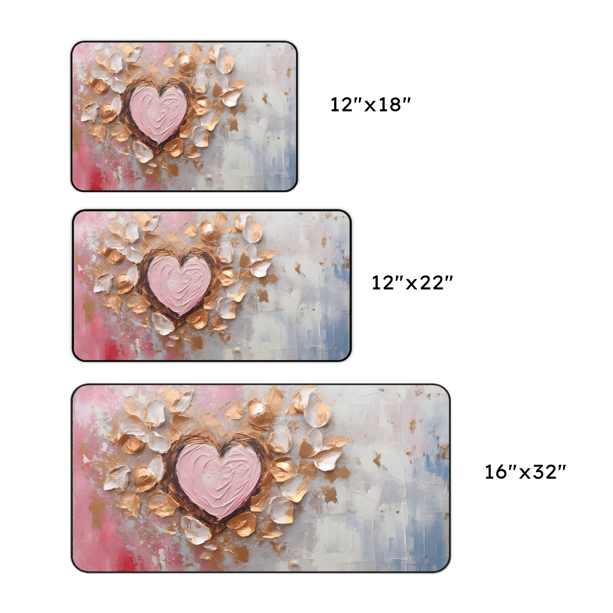 Romantic Pink Heart Desk Mat