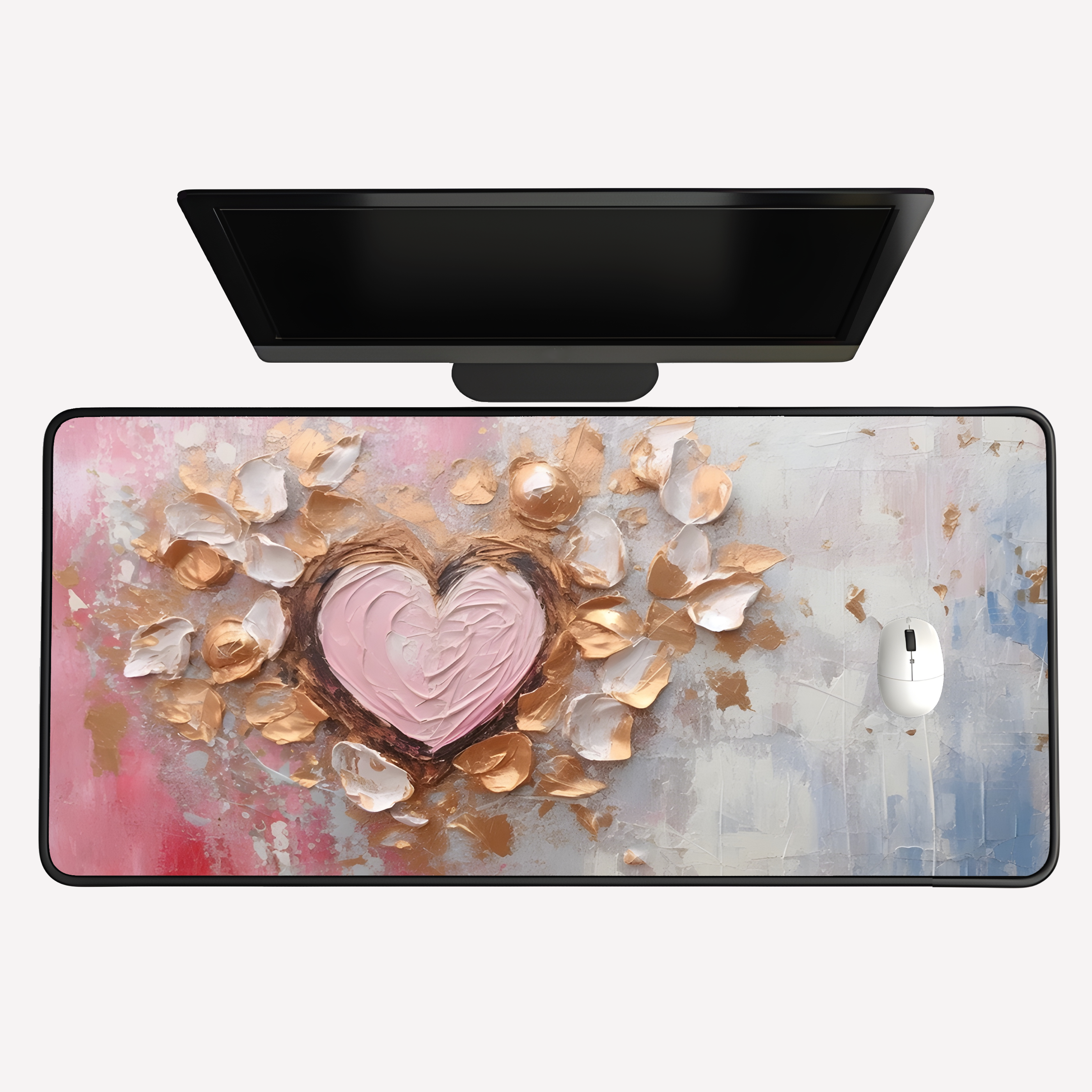 Romantic Pink Heart Desk Mat