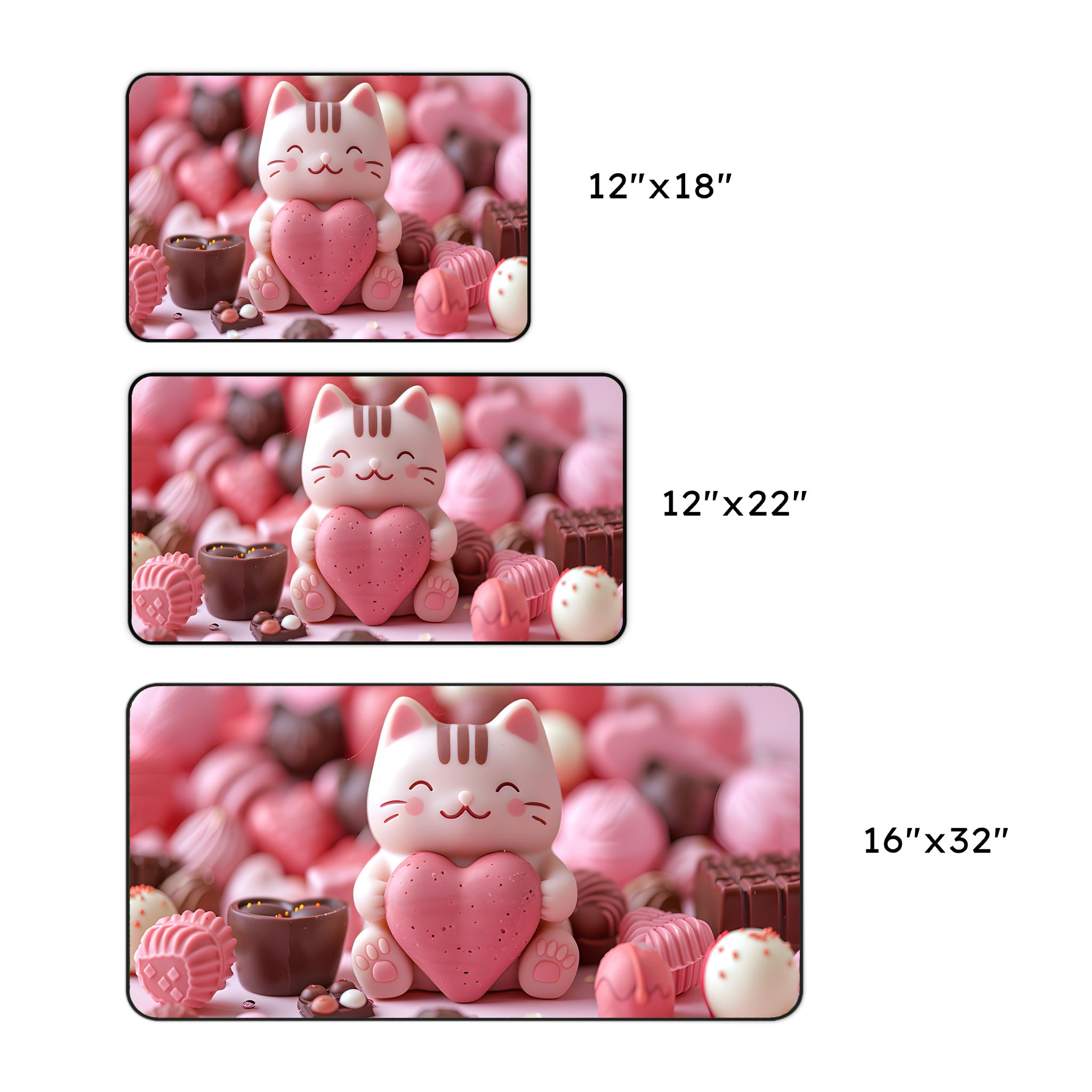 Pink Heart Kitty Desk Mat