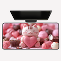 Pink Heart Kitty Desk Mat