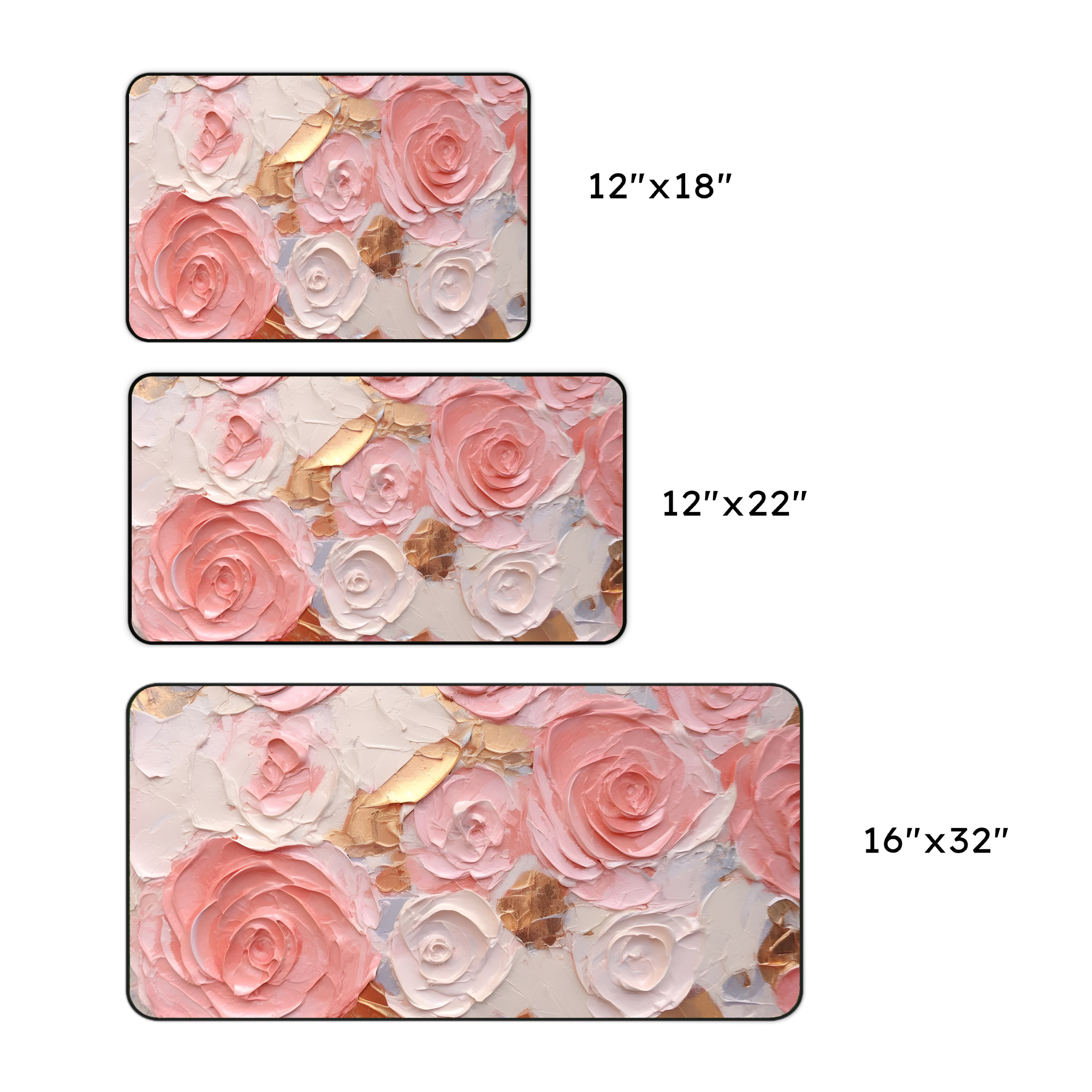 Pink & White Roses Paint Desk Mat
