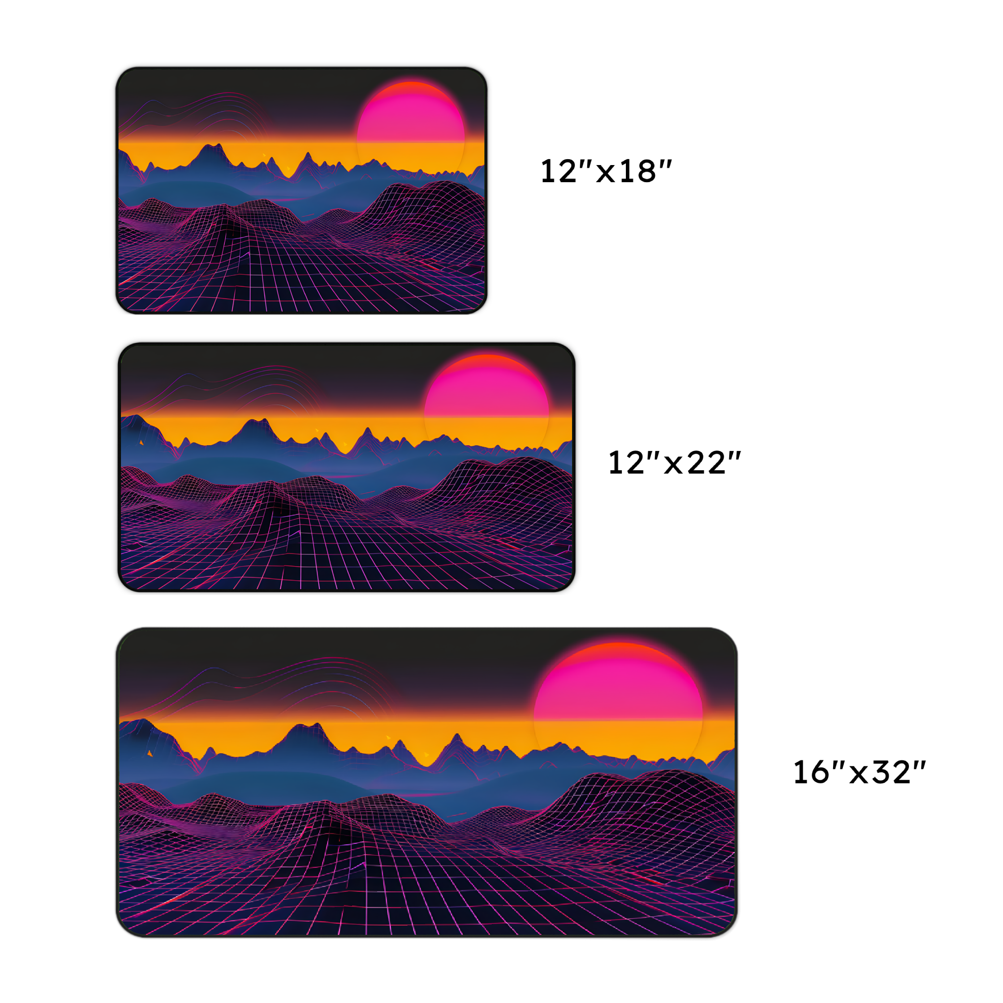 Neon Sunset Grid Desk Mat