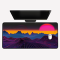 Neon Sunset Grid Desk Mat