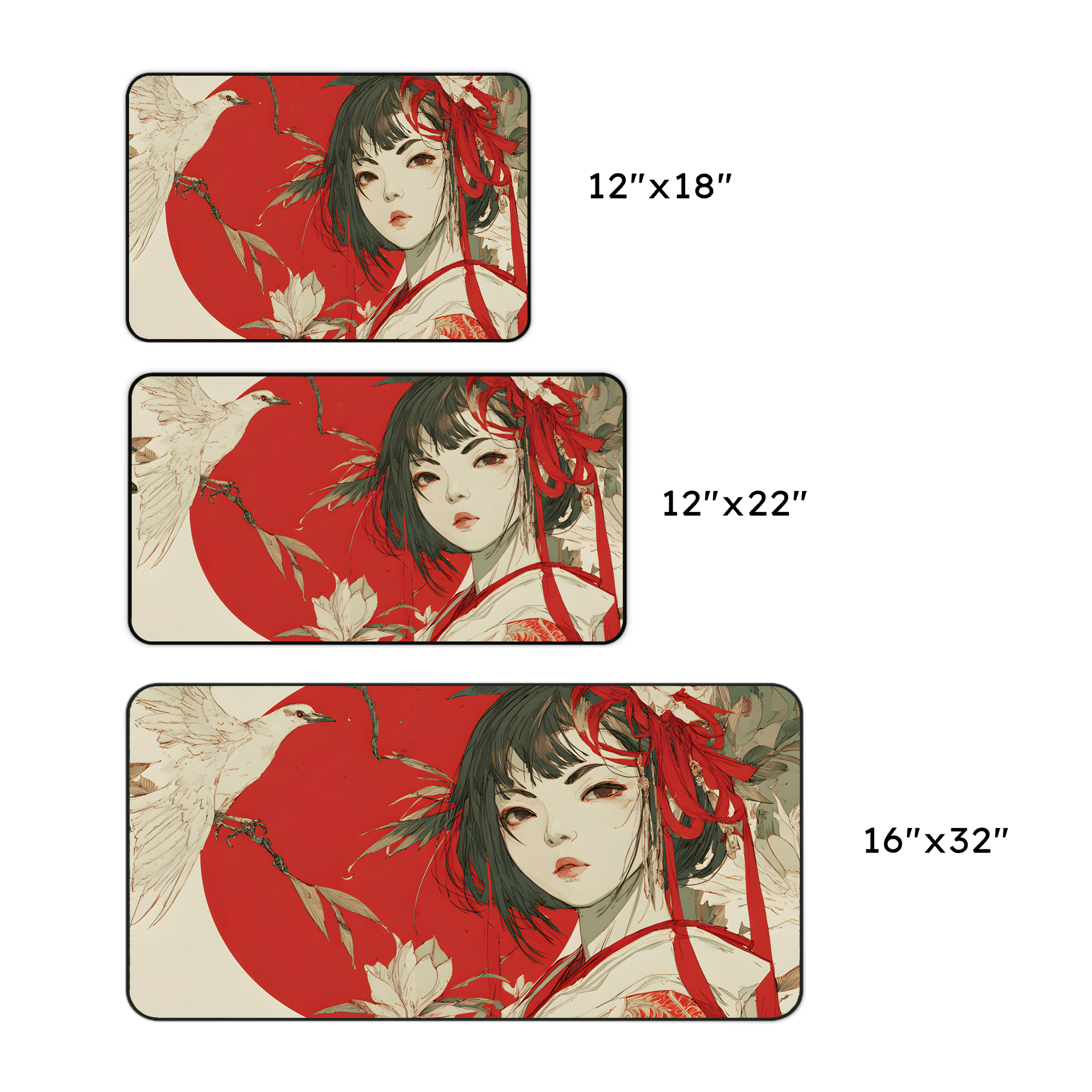 Girl Red Sun Desk Mat