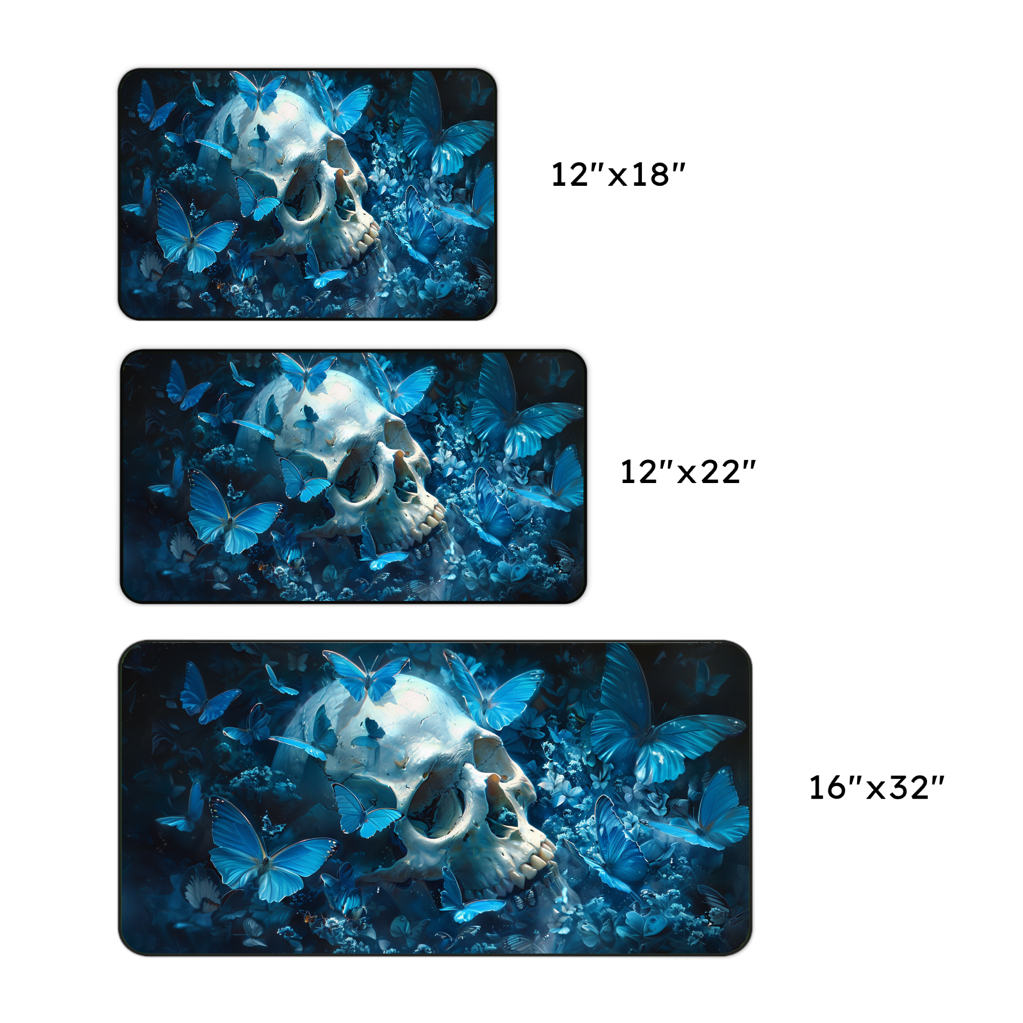Blue Butterfly Skull Desk Mat