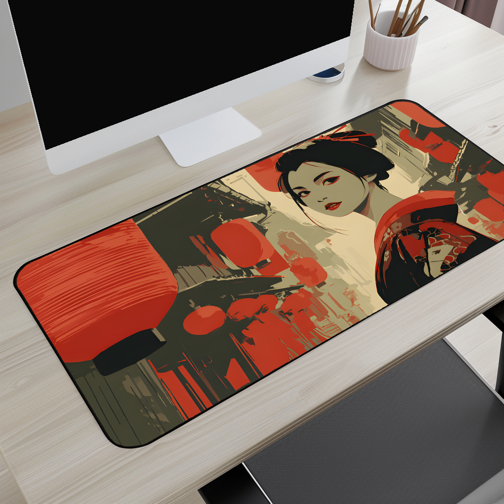Geisha Lanterns Desk Mat