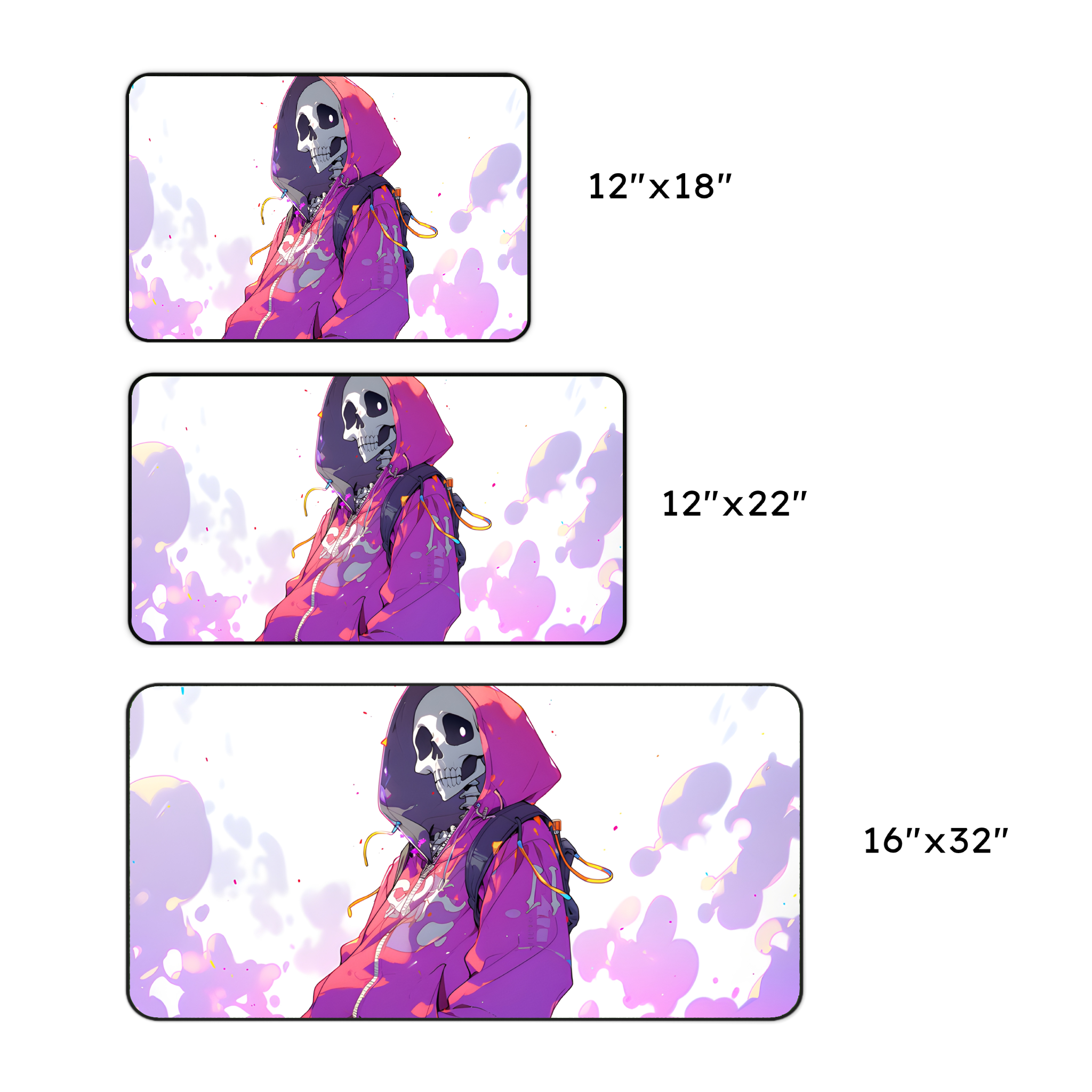 Skeleton in Purple Hoodie Desk Mat