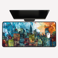 Watercolor Cityscape Desk Mat
