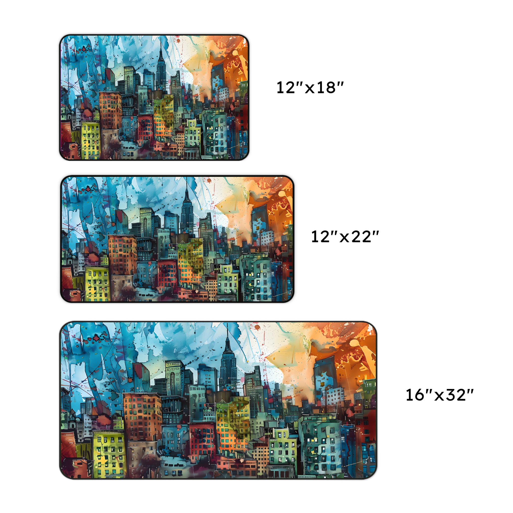 Watercolor Cityscape Desk Mat