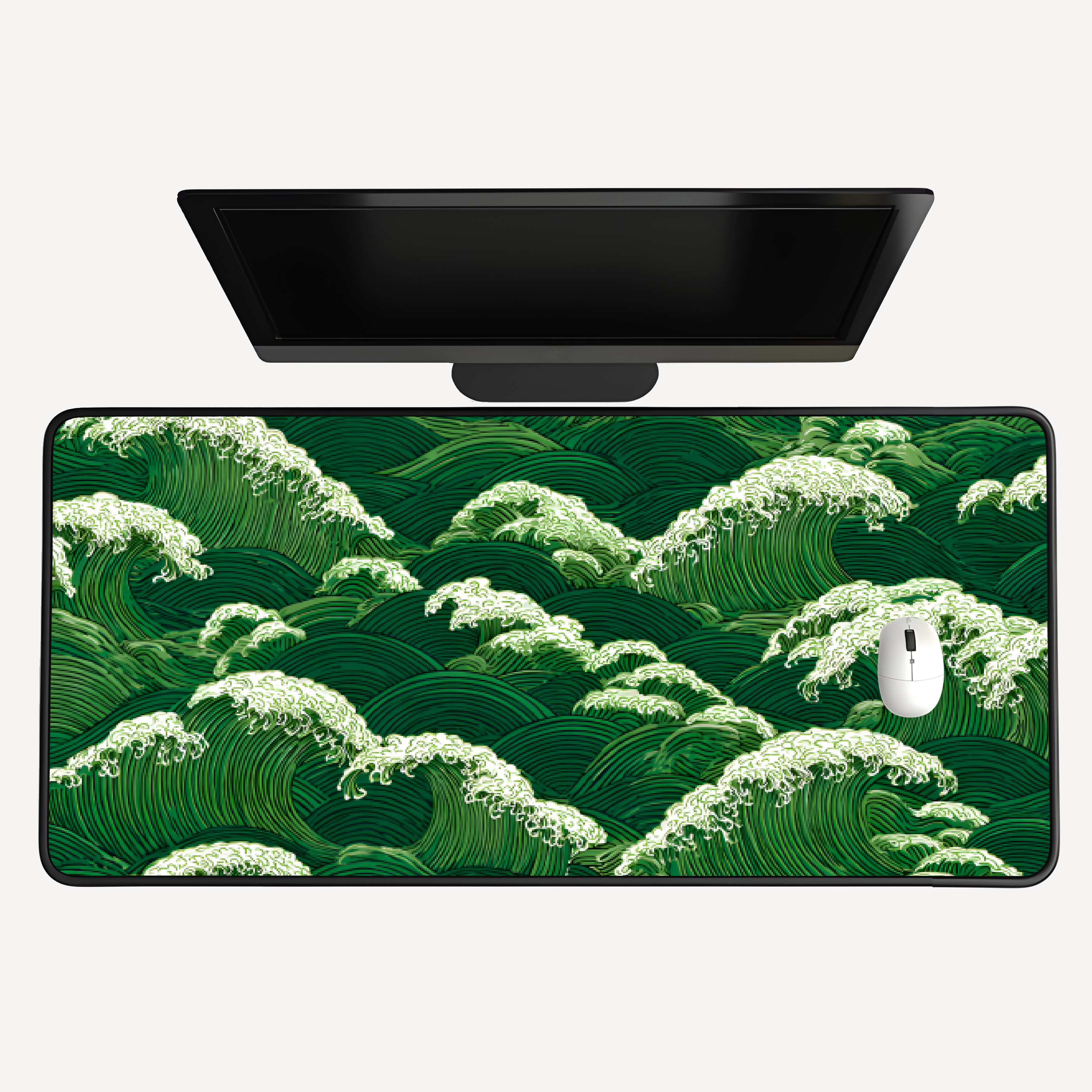 Green Ocean Wave Desk Mat