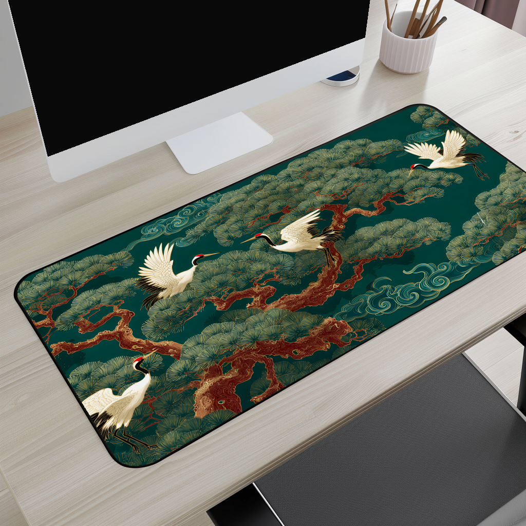 Cranes & Pine Desk Mat