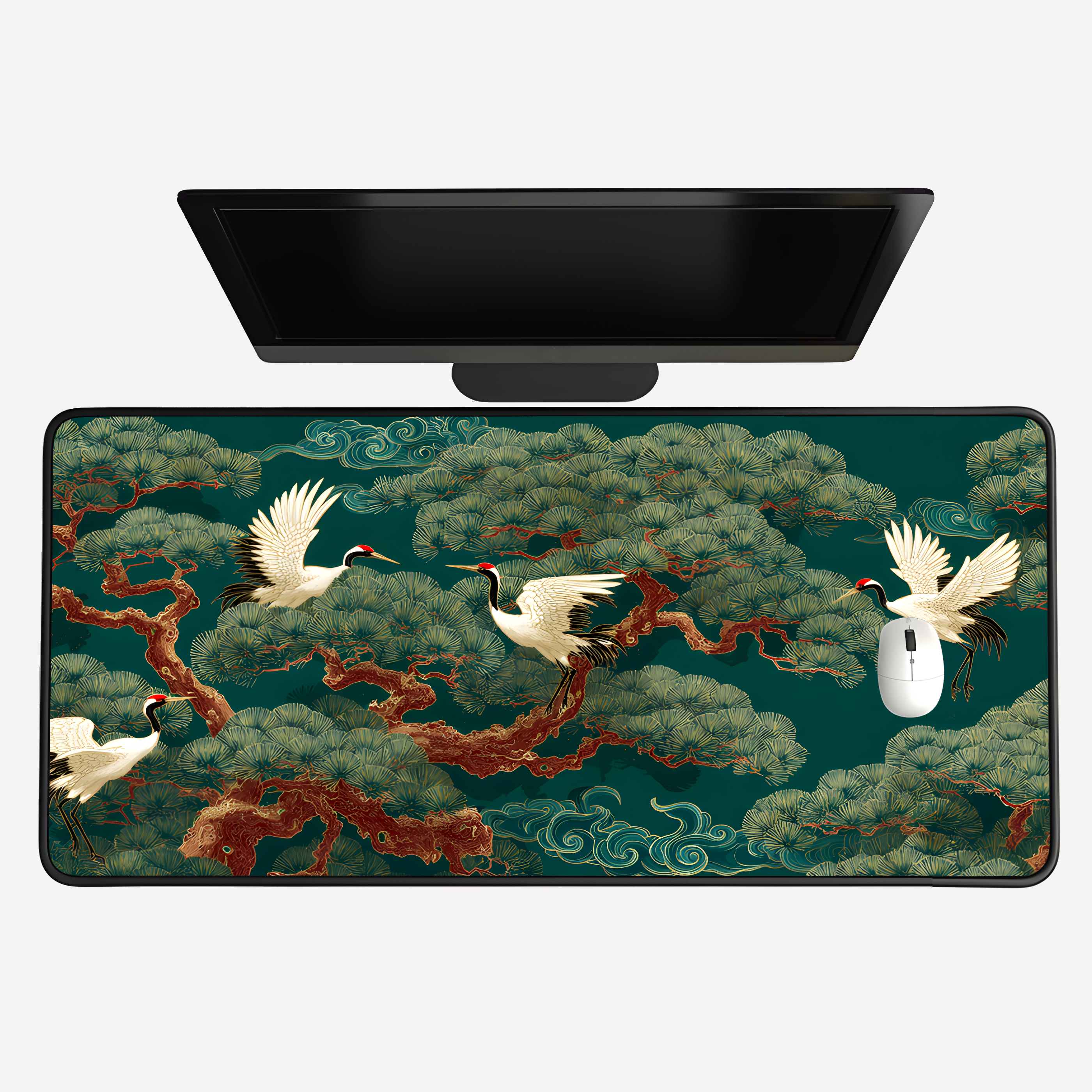 Cranes & Pine Desk Mat