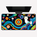 Colorful Cosmic Cat Desk Mat