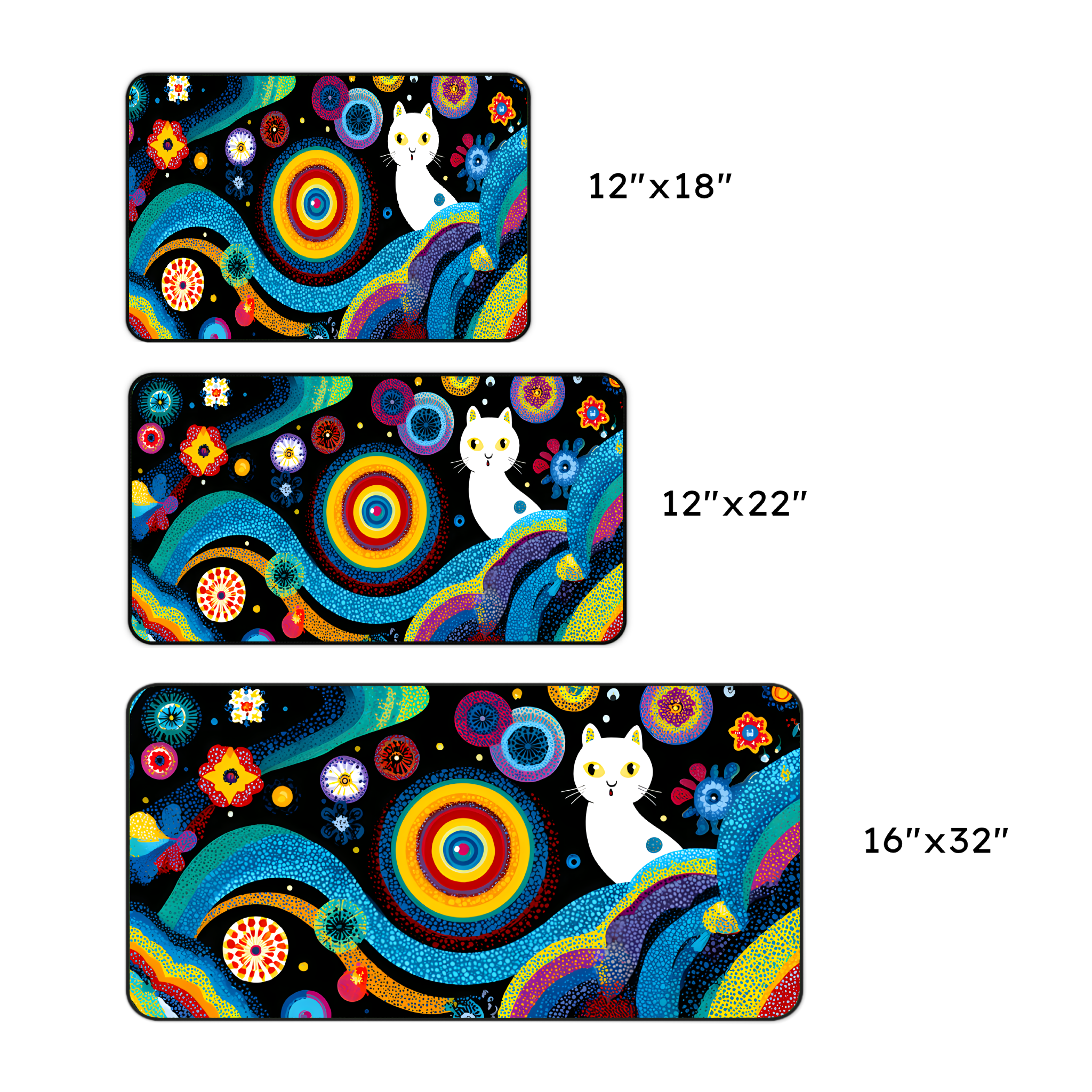 Colorful Cosmic Cat Desk Mat
