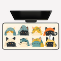 Cute Cat Faces Desk Mat